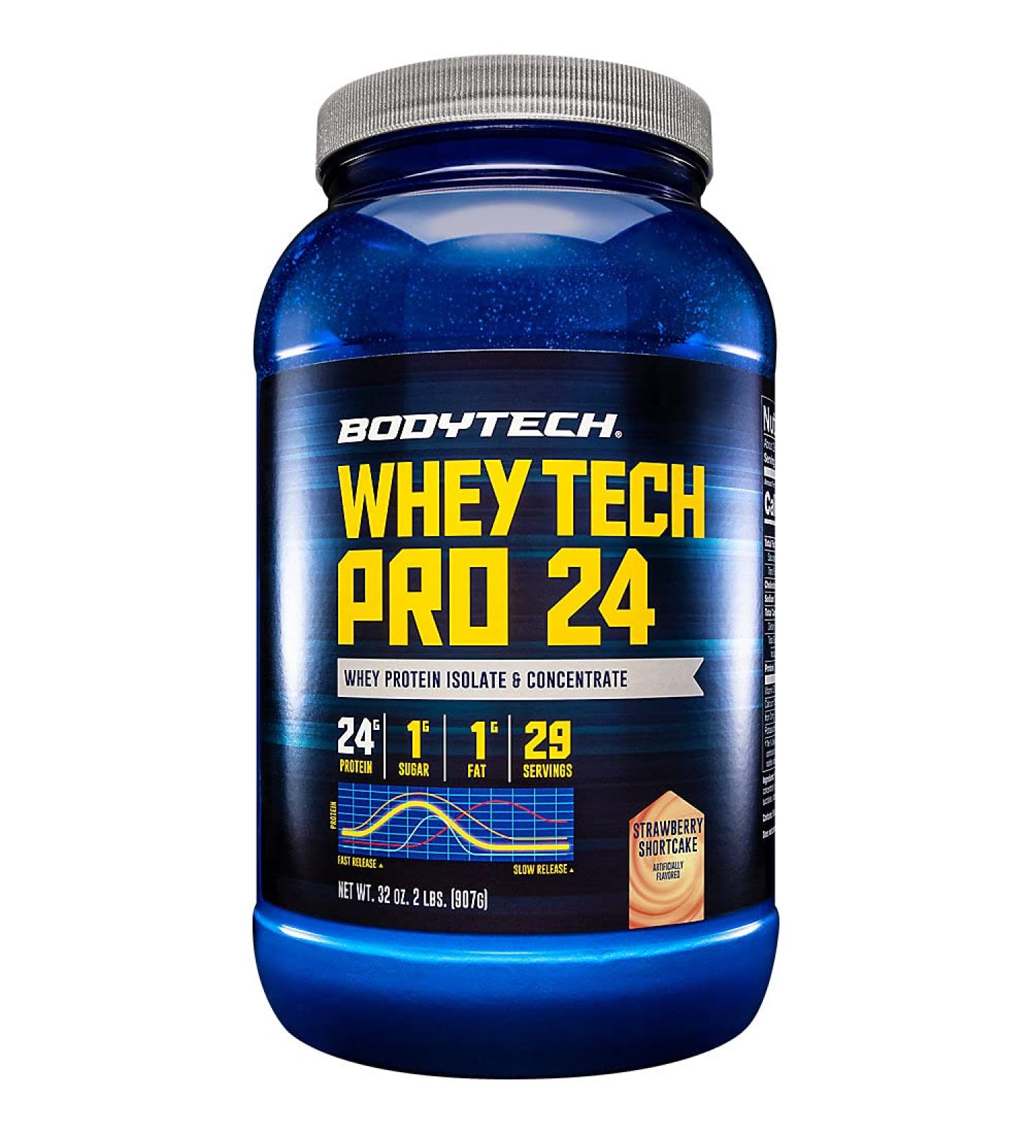 BodyTech Whey Tech Pro 24 Protein Powder with BCAA's for Muscle Growth & Recovery - Strawberry Shortcake 2lb - Buy Online on GoSupps.com