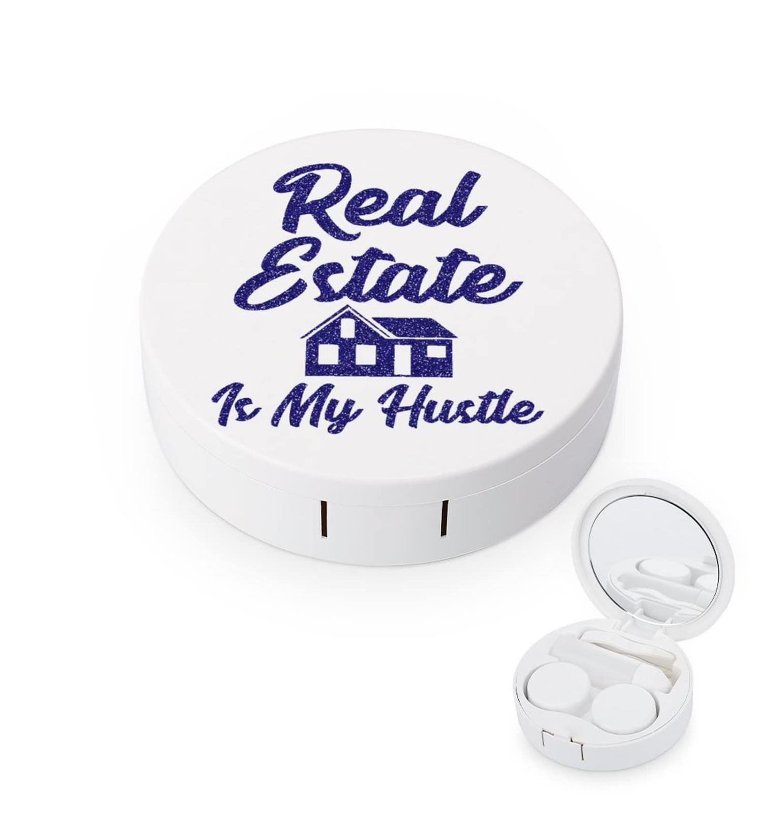 Real Estate Is My Hustle Round Case For Contact Lens Kit Storage Box with Mirror Printed - Buy Online on GoSupps.com