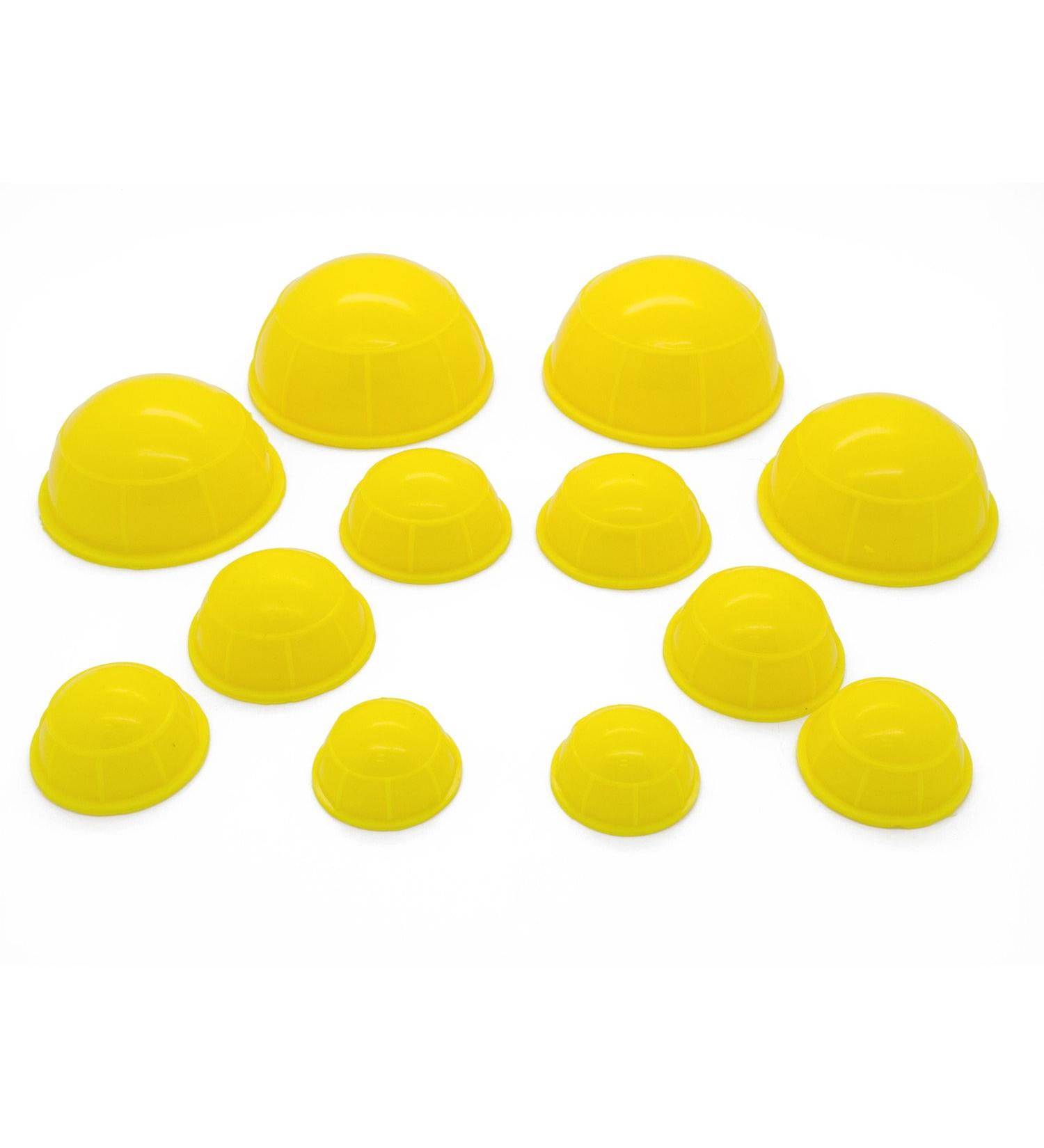 Silicone cupping heads cupping set 12 pieces with different diameters (yellow)