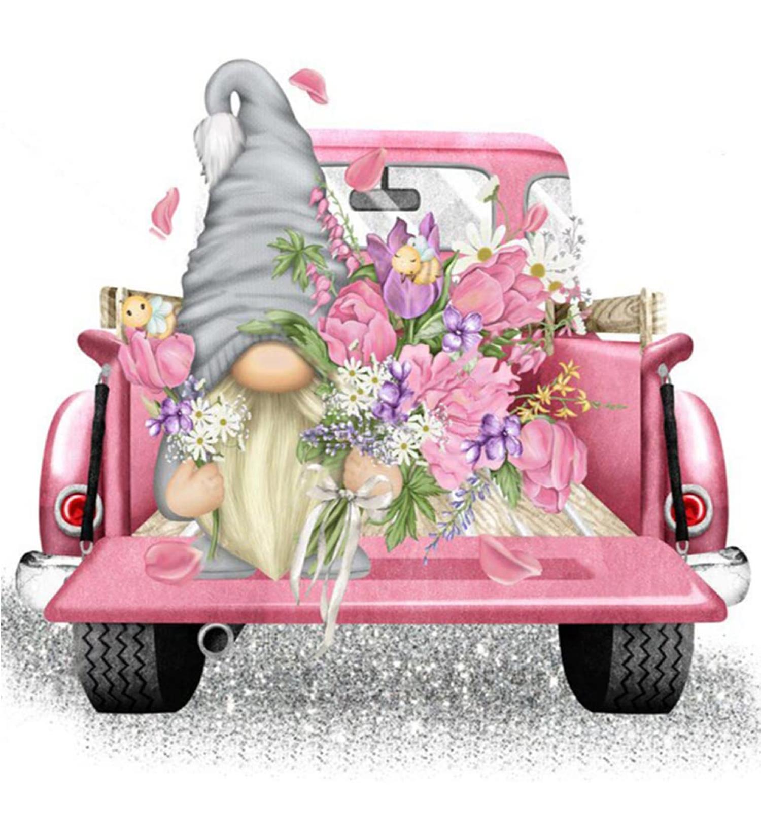 Gnome Truck Diamond Painting Kit 12X12inch - 5D Full Round Drill for Adults & Kids - DIY Diamond Art Crafts - Flower Home Wall Decor - Diamond Dots Painting with Gemstones - Buy Online on GoSupps.com