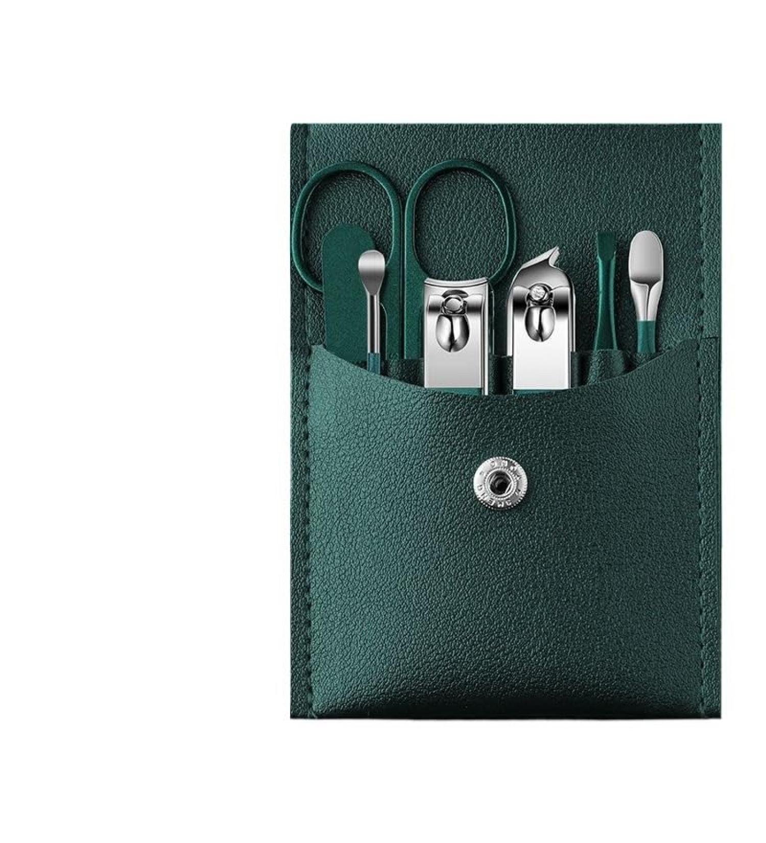Stainless Steel Nail Scissors Set Household Nail Clippers Manicure Tools Men's and Women's Special Nail Clippers (Color : Dark Green)