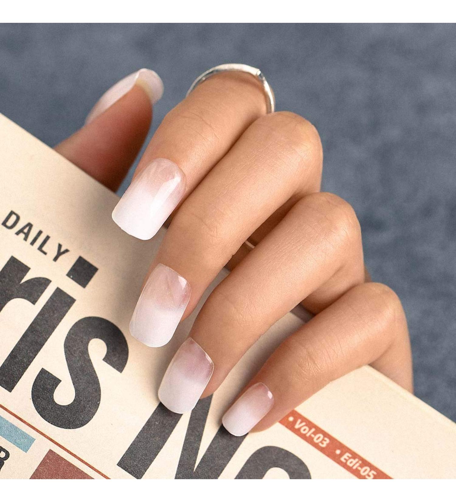Sethexy French Short False Fingernails - 24 Glossy White Acrylic Nail Tips with Glue for Women & Girls | Stylish Press-On Nails - Buy Online on GoSupps.com