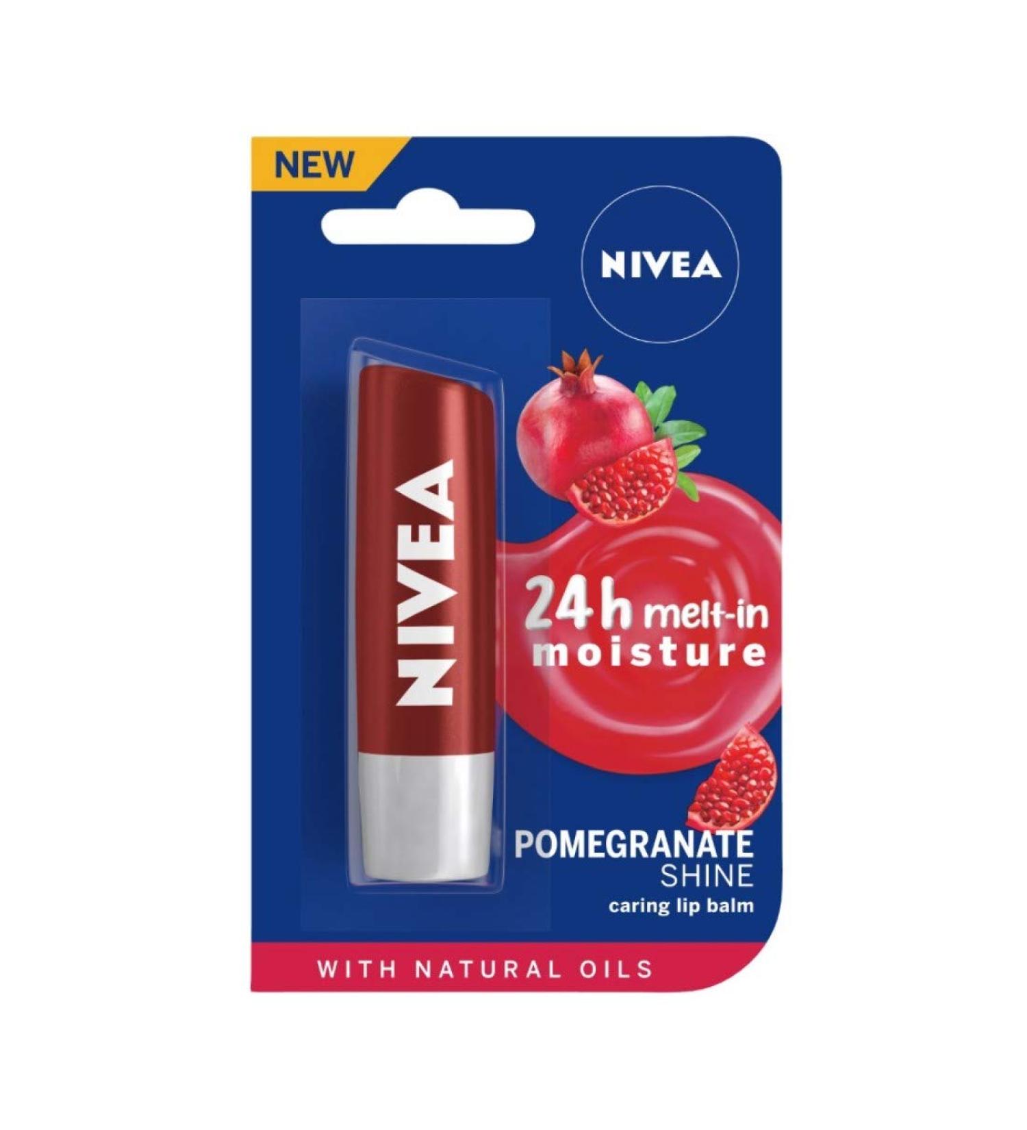 NIVEA Lip Balm Pomegranate Shine 4.8g Pomegranate 1 Count (Pack of 1) - Buy Online on GoSupps.com