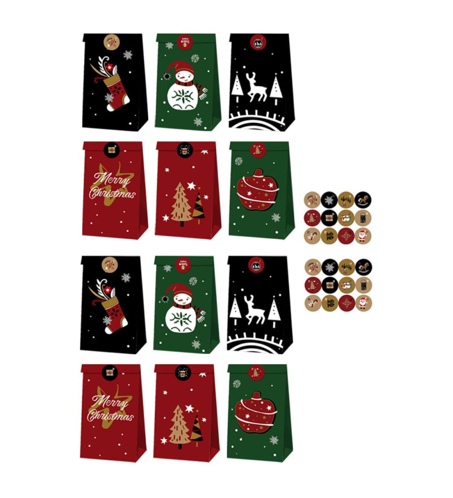 Mikinona 1 Set Christmas Kraft Paper Bag Christmas Bags Hanging Advent Calendar Xmas Paper Pouch Elder - Buy Online on GoSupps.com