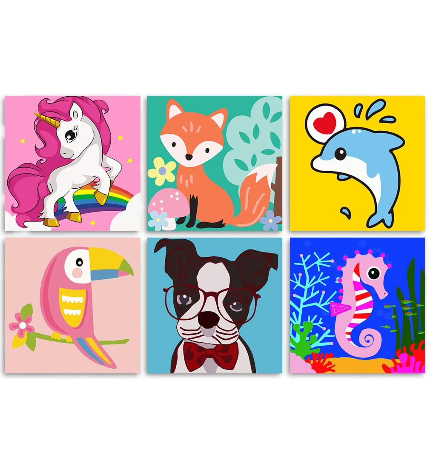 Cartoon Paint by Numbers Kits for Kids Ages 8-12 - DIY Acrylic Oil Painting Set for Home Decor - 6 Pack - Buy Online on GoSupps.com