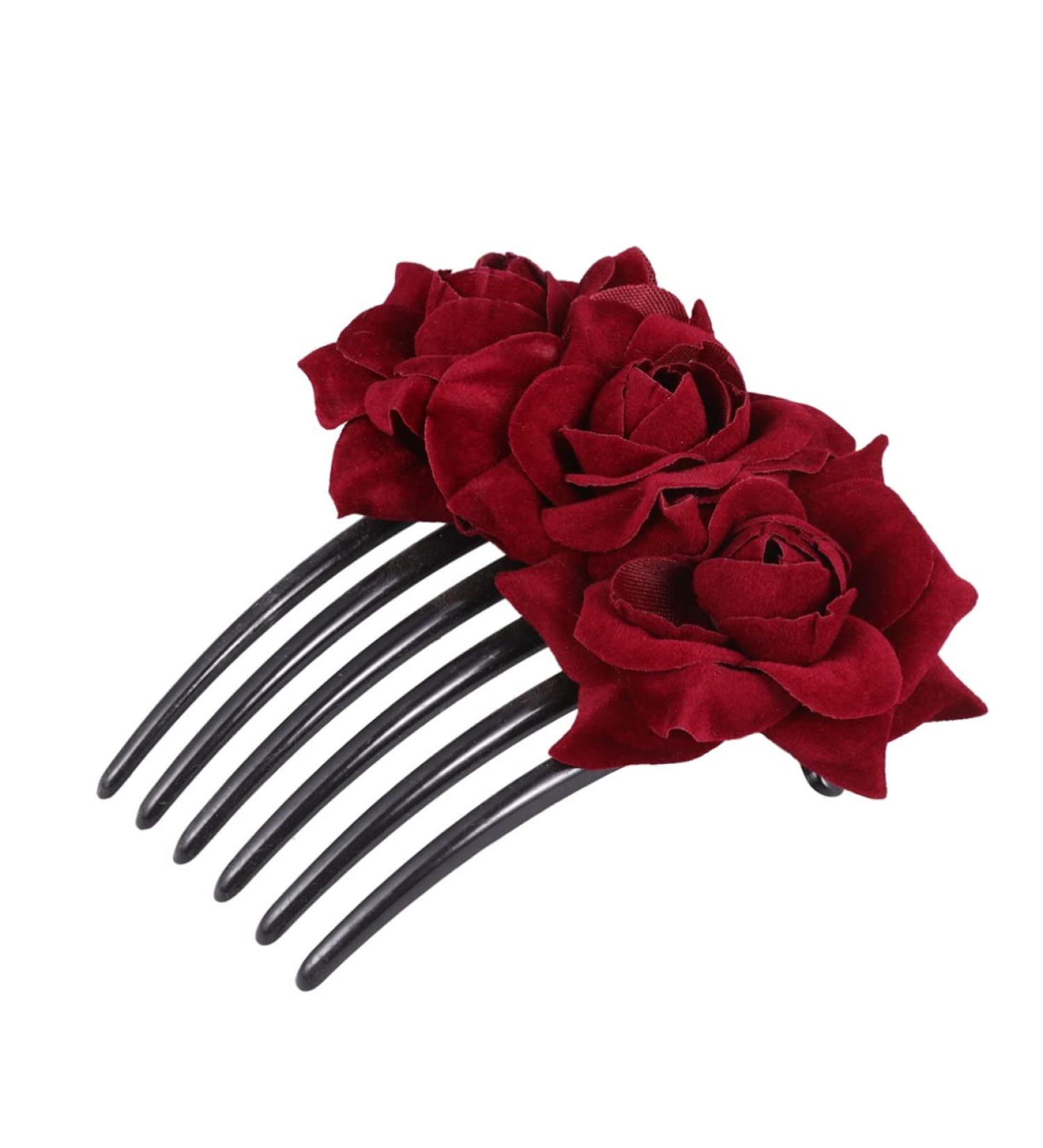 MAGICLULU 1pc Rose Hair Accessories Rose Flower Comb Floral Comb Floral Hair Comb Rose Hair Comb - Buy Online on GoSupps.com