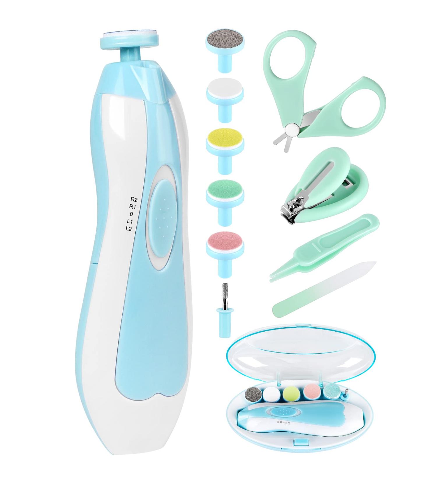 Baby Nail Trimmer Electric-12 in 1 Baby Nail Clippers Safe Baby Nail File Kit with a Nail Clipper Scissor Tweezers and Nail Files - Buy Online on GoSupps.com