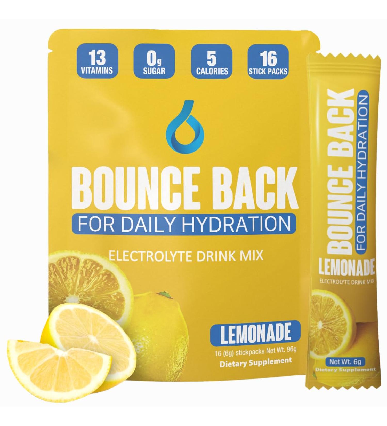 Daily Hydration Electrolyte Packets - Keto Friendly Organic Zero Sugar 5 Calories - Lemonade Flavor (16 Servings - Buy Online on GoSupps.com