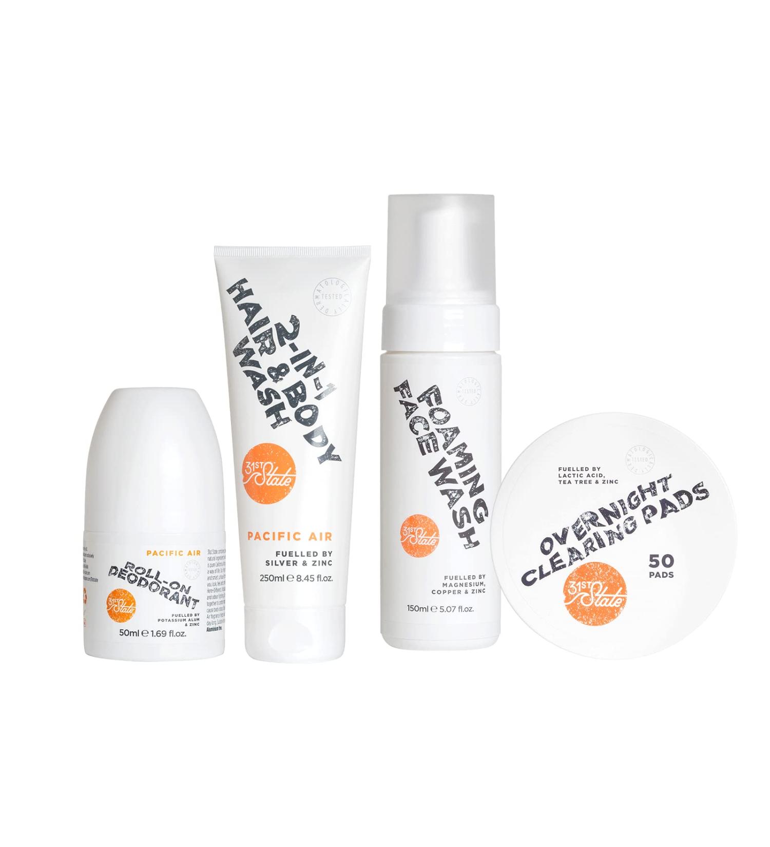 31st State Skincare Grooming Gift Set - Foaming Face Wash 2-in-1 Hair & Body Wash Overnight Pads & Deodorant - Perfect for Men s Grooming | International Shipping Available - Buy Online on GoSupps.com