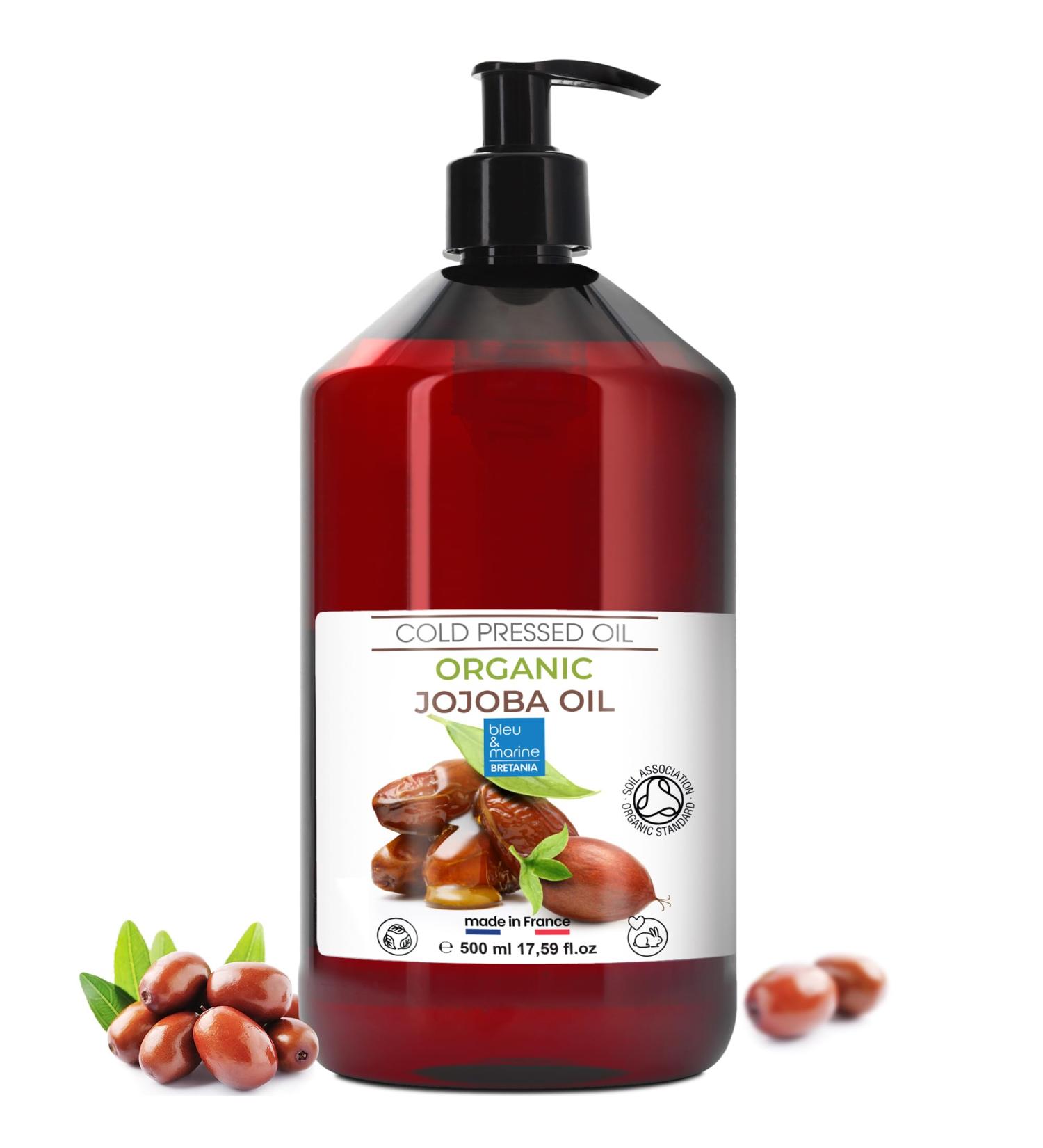 Organic Jojoba Oil Pure & Natural: Your All-in-One Beauty Essential! Face Serum Eye Contour Hair Oil Beard Oil Eyelashes Serum Nail Cuticle Oil 500 ml - Buy Online on GoSupps.com