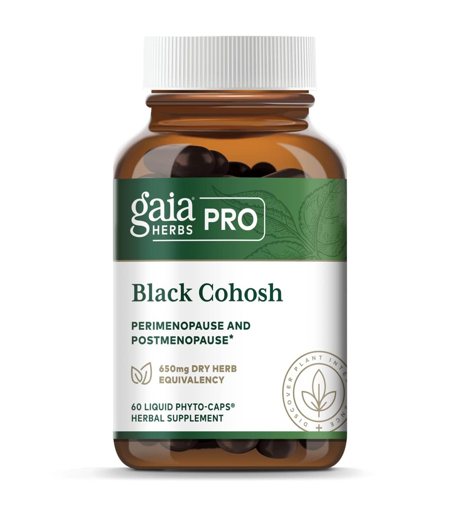 Gaia PRO Black Cohosh - Menopause Support Supplement - Hormone Balance for Women - Organic Black Cohosh - 60 Vegan Liquid Capsules - Buy Online on GoSupps.com