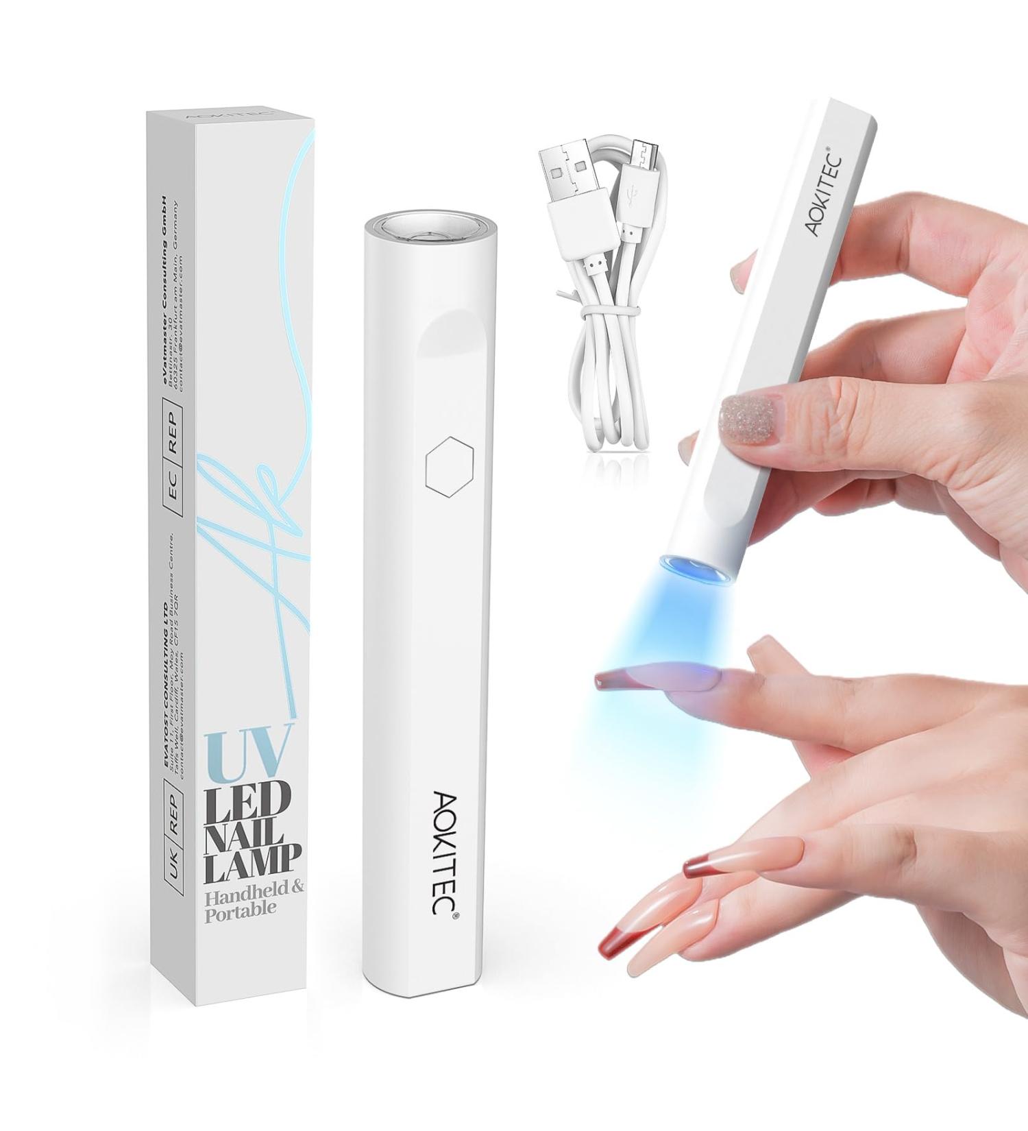 Aokitec Handheld UV Lamps for Gel Nails - LED Nail Lamp for Gel Nail Stickers Portable Nail Dryer for Curing Gel Polish Nail Glue Semi-Cured Gel Nail Strips Quick Dry for Home Salon Travel Mani Use 01-handheld Nail Lamp - Buy Online on GoSupps.com