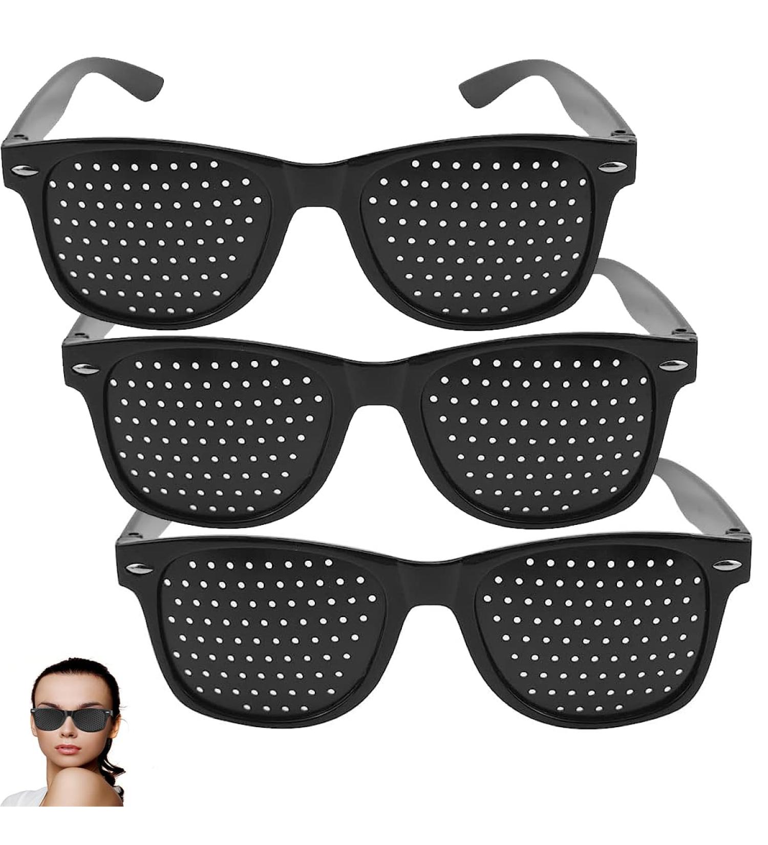 Fajoek Raster Glasses - Pinhole Eye Training & Relaxation Glasses - Foldable Black Grid Glasses for Vision Improvement - Buy Online on GoSupps.com