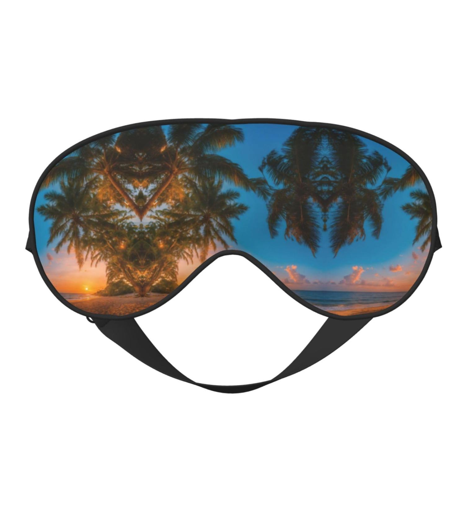 Sunset Hawaiian Palm Tree Print Double-Sided Eye Mask | Soft Light-Blocking Sleep Enhancer for Travel & Home - Buy Online on GoSupps.com