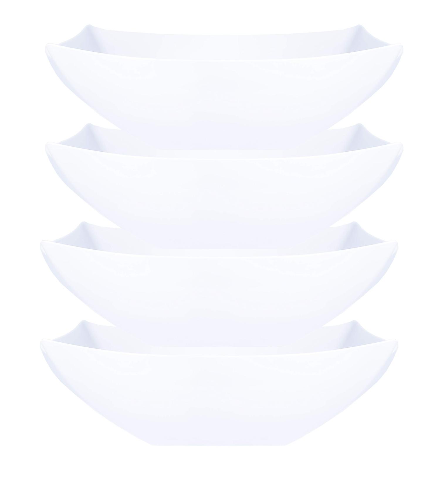 PLASTICPRO Disposable 128oz Square Serving Bowls - Pack of 4, Extra Large Plastic Elegant White Bowls for Parties, Snacks, and Salads - Buy Online on GoSupps.com