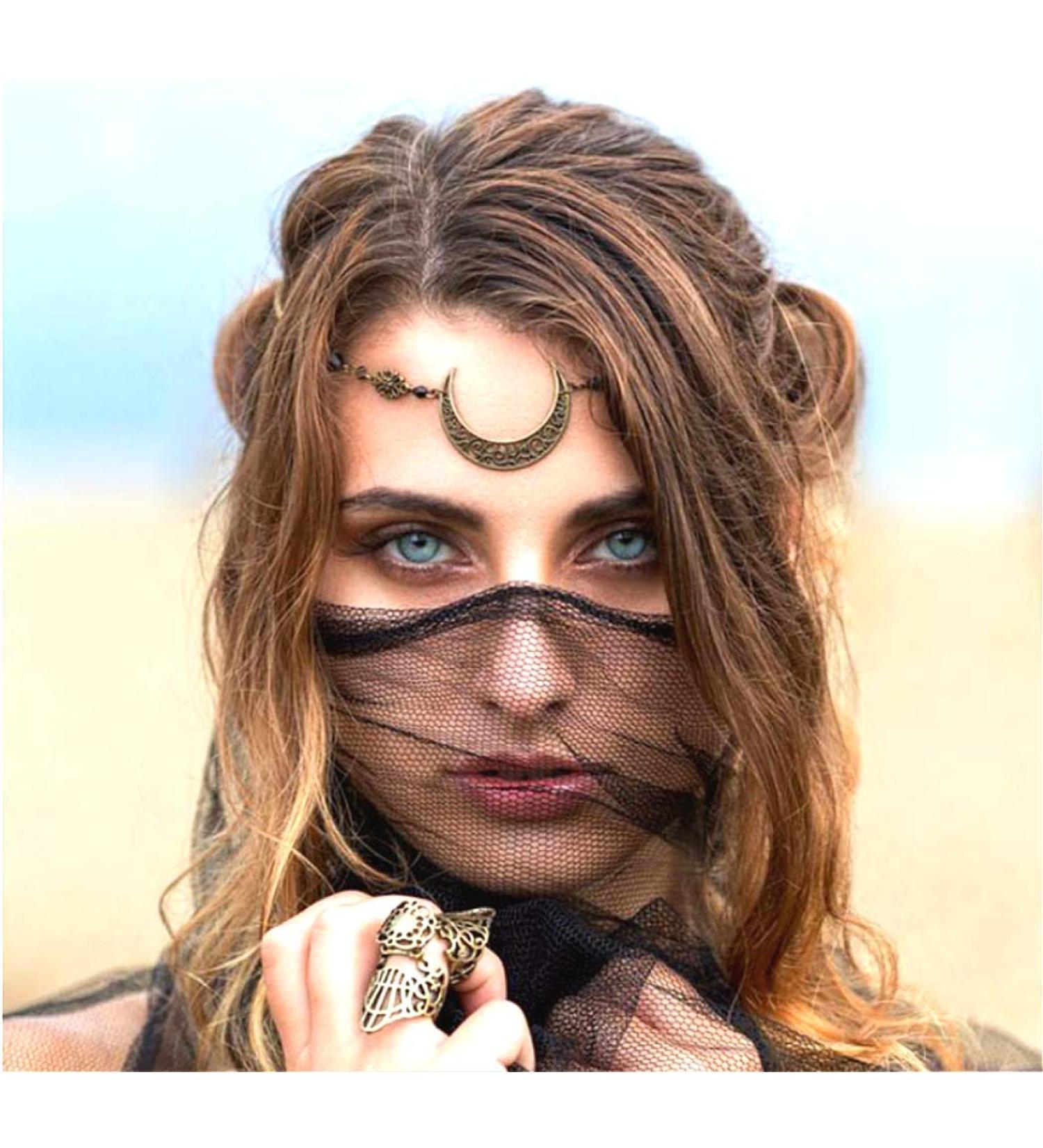 Cathercing Viking Crystal Crescent Moon Head Chain - Copper Halloween Circlet for Women and Girls - Buy Online on GoSupps.com