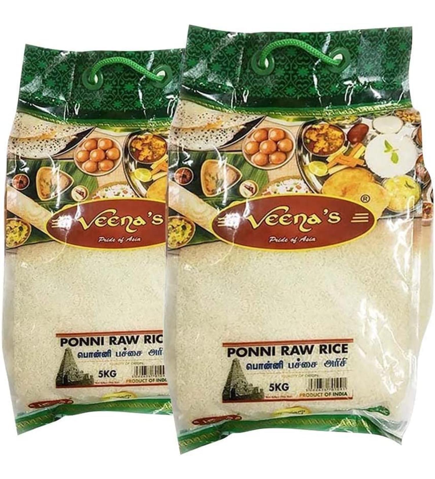 Veenas Ponni Raw Rice 5KG | All Natural | Gluten Friendly | Indian Origin | Export Quality | High Fibre | High Protein | Ponni Airsi (Pack of 2) - Buy Online on GoSupps.com