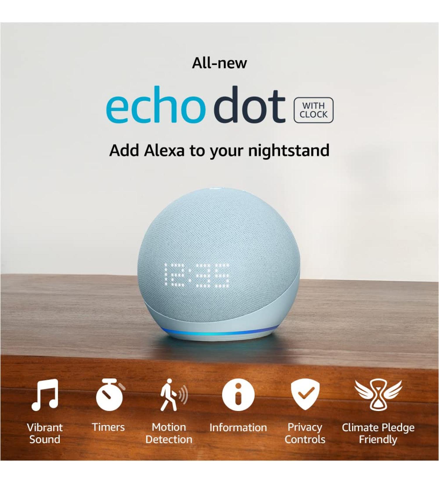 Echo Dot 5th Gen (2022) with Clock | Smart Speaker & Alexa | Cloud Blue - Buy Online on GoSupps.com