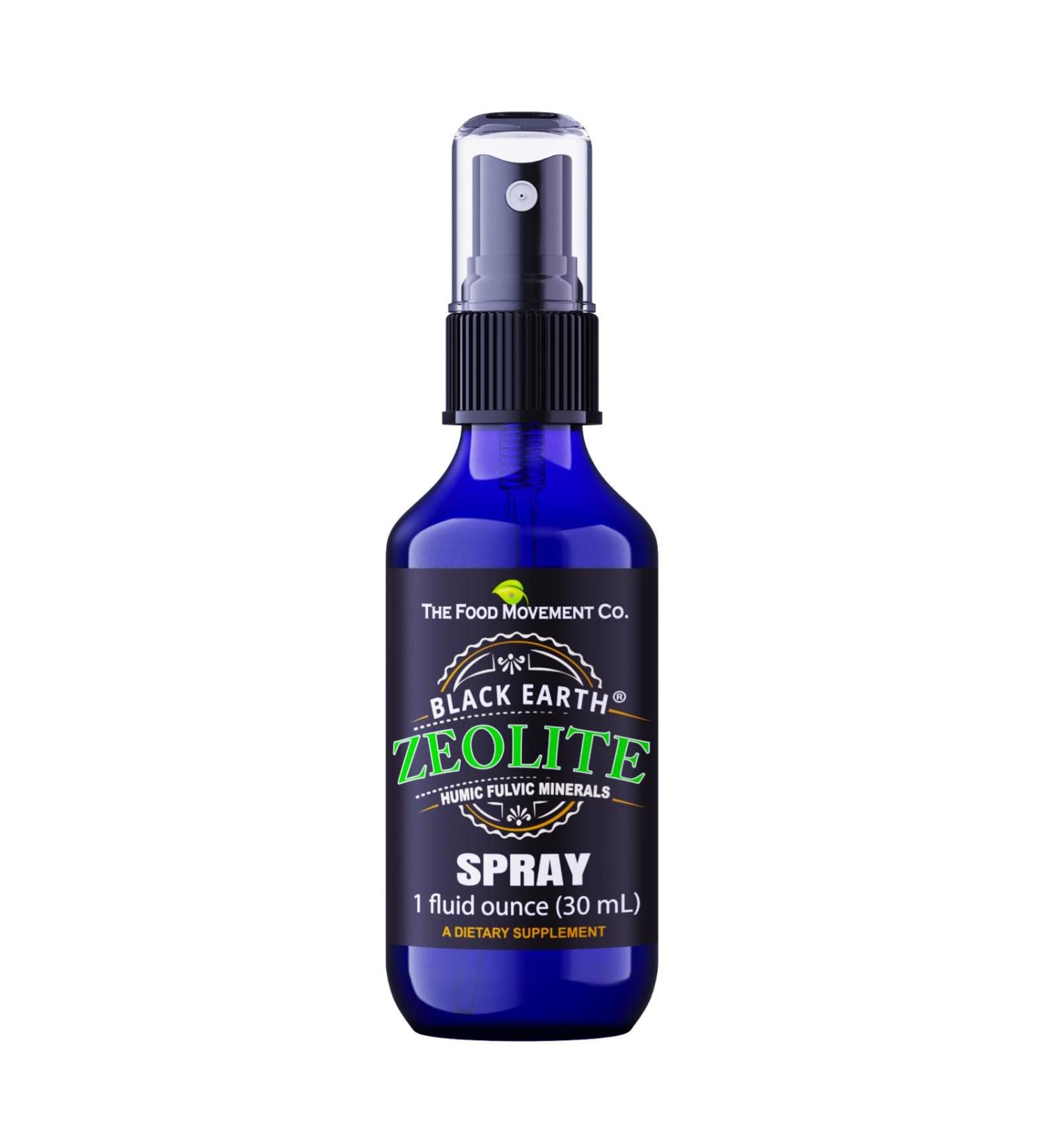 The Food Movement Black Earth Zeolite with Humic, Fulvic Acids & Trace Minerals - 1 fl oz Pump Spray Bottle | Detox, Digestion & Immune Support - Buy Online on GoSupps.com