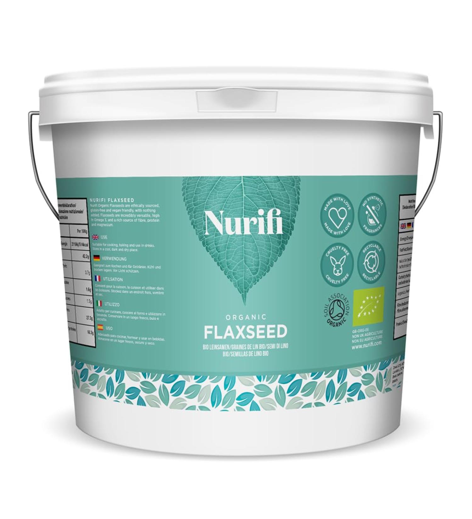 1KG Organic Flaxseed/Linseed - by Nurifi - Certified Organic Grade - Raw Non-GMO High in Fibre