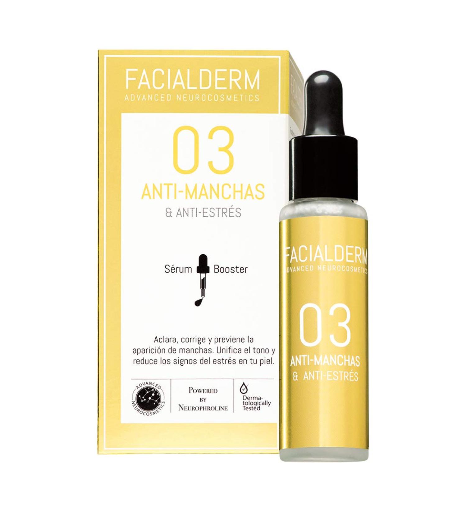 FACIALDERM Serum Booster 03 Anti-Spots & Facial Anti-stress 30ml - Buy Online on GoSupps.com