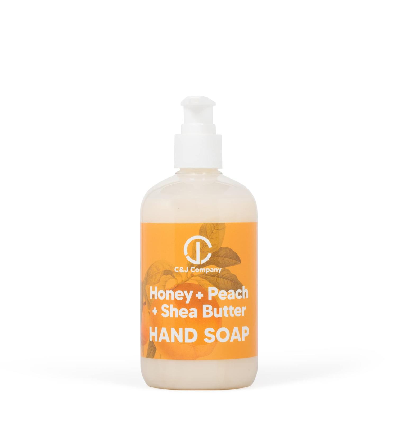 C&J Company Shea Butter Hand Soap with Honey & Peach - 12oz | All Natural, Moisturizing, Alcohol-Free & Cruelty-Free - Buy Online on GoSupps.com