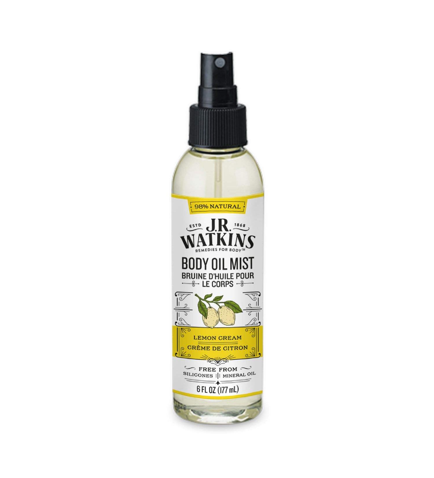J.R. Watkins Lemon Cream Hydrating Body Oil Mist - 6 fl oz | Moisturizing Spray for Glowing Skin, USA Made & Cruelty-Free - Buy Online on GoSupps.com