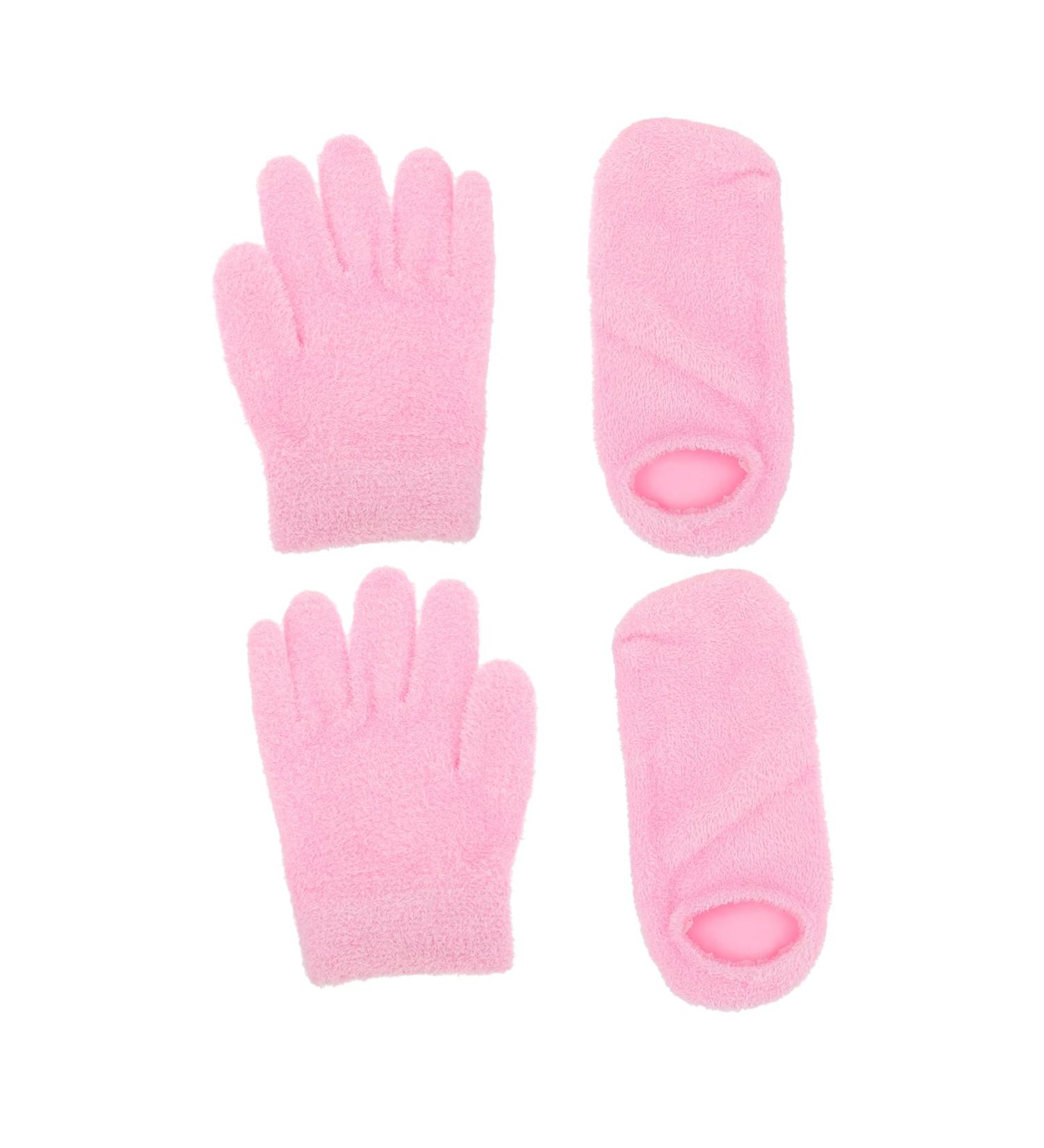 Healeved 2 Pairs Gel Care Kit Moisturizing Gel Spa Gloves Socks Booties for Dry Skin & Feet Moisturizing Socks Foot Care Socks Spa Beauty Gloves Skin Care Man Accessories Pink Yarn - Buy Online on GoSupps.com