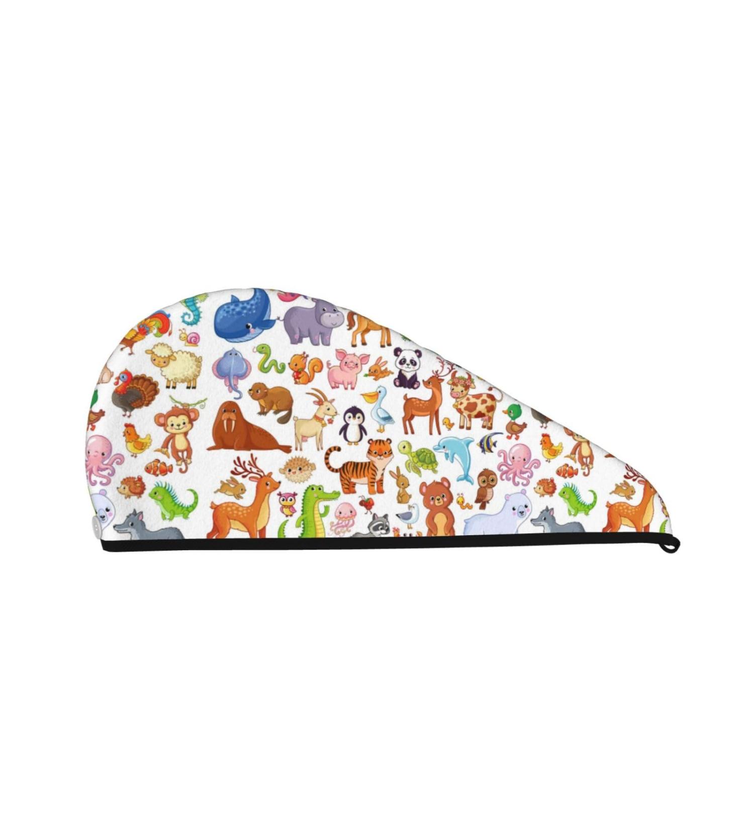 Animal Cartoon Style Hair Towel Wrap - Quick Drying Towel Turban | Perfect Hair Drying Solution - Buy Online on GoSupps.com