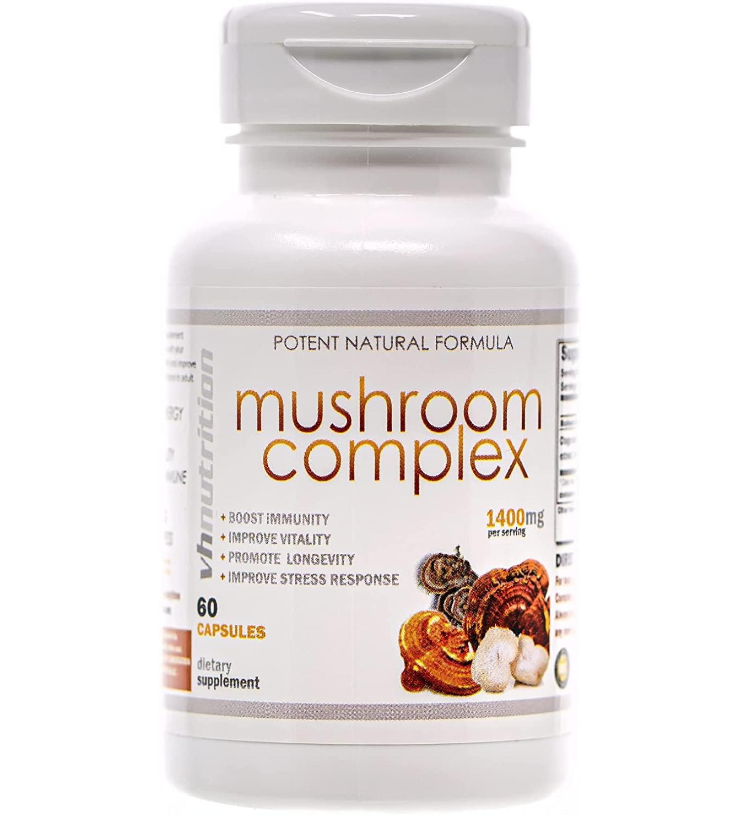 VH Nutrition Mushroom Supplement 1400mg Capsules - Vitality Support with Lions Mane, Chaga, Reishi Extracts - Buy Online on GoSupps.com