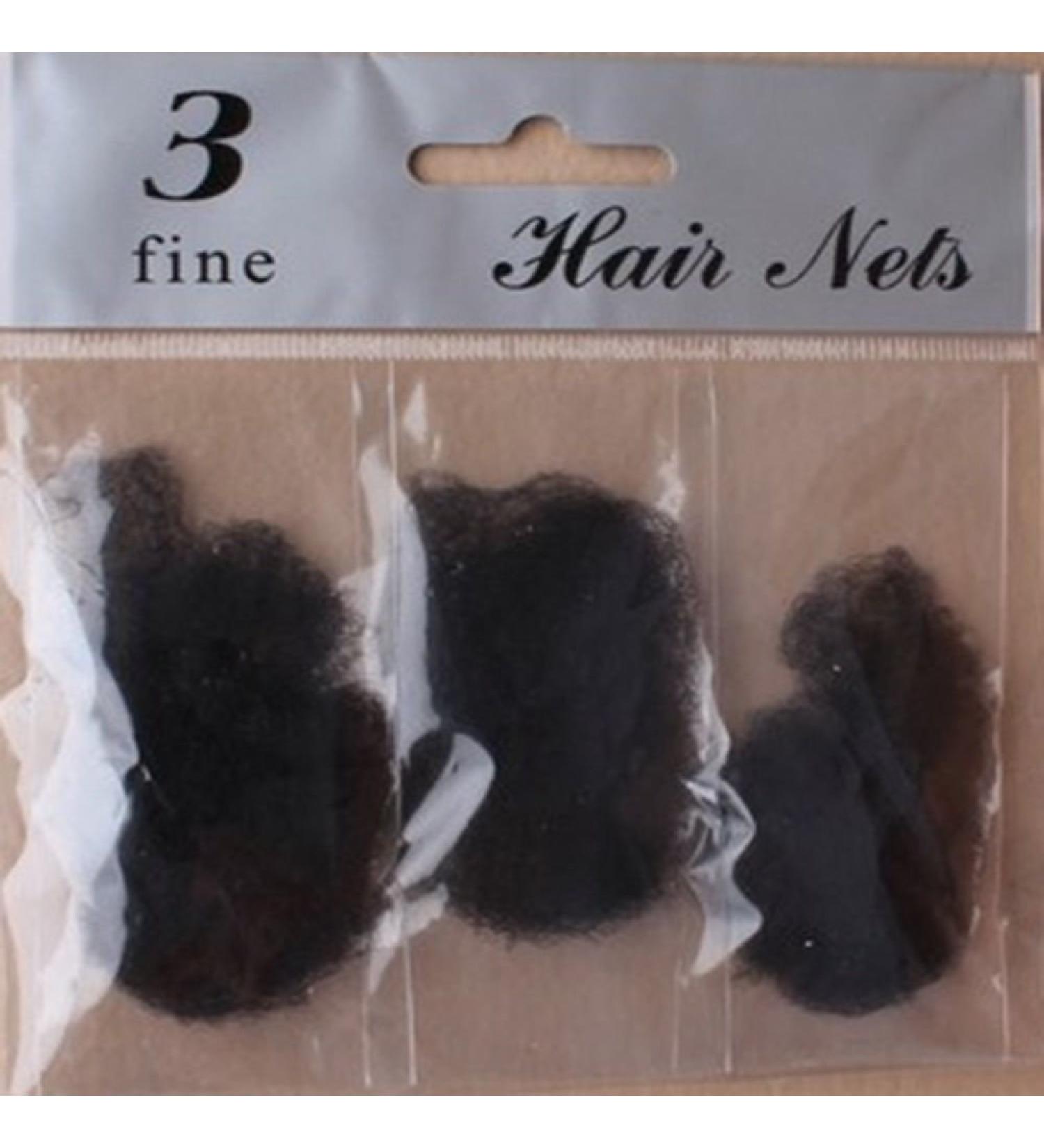 3 PACK BROWN OR BLACK FINE MESH HAIR NETS UNISEX GREAT FOR WORK (Black)