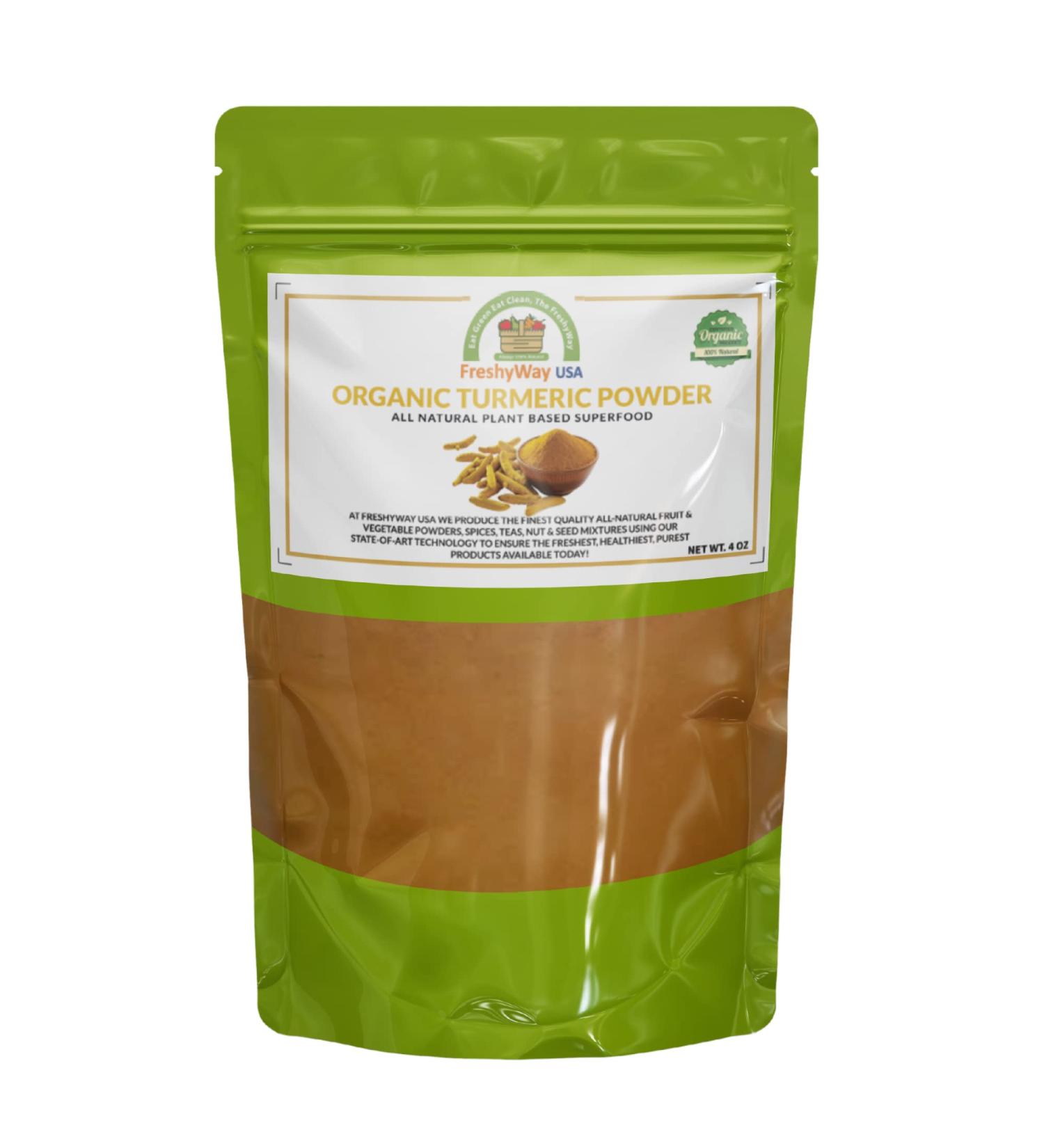 FreshyWay USA Turmeric Powder (4oz) - 100% Organic & Natural Ground Spice from India - Buy Online on GoSupps.com