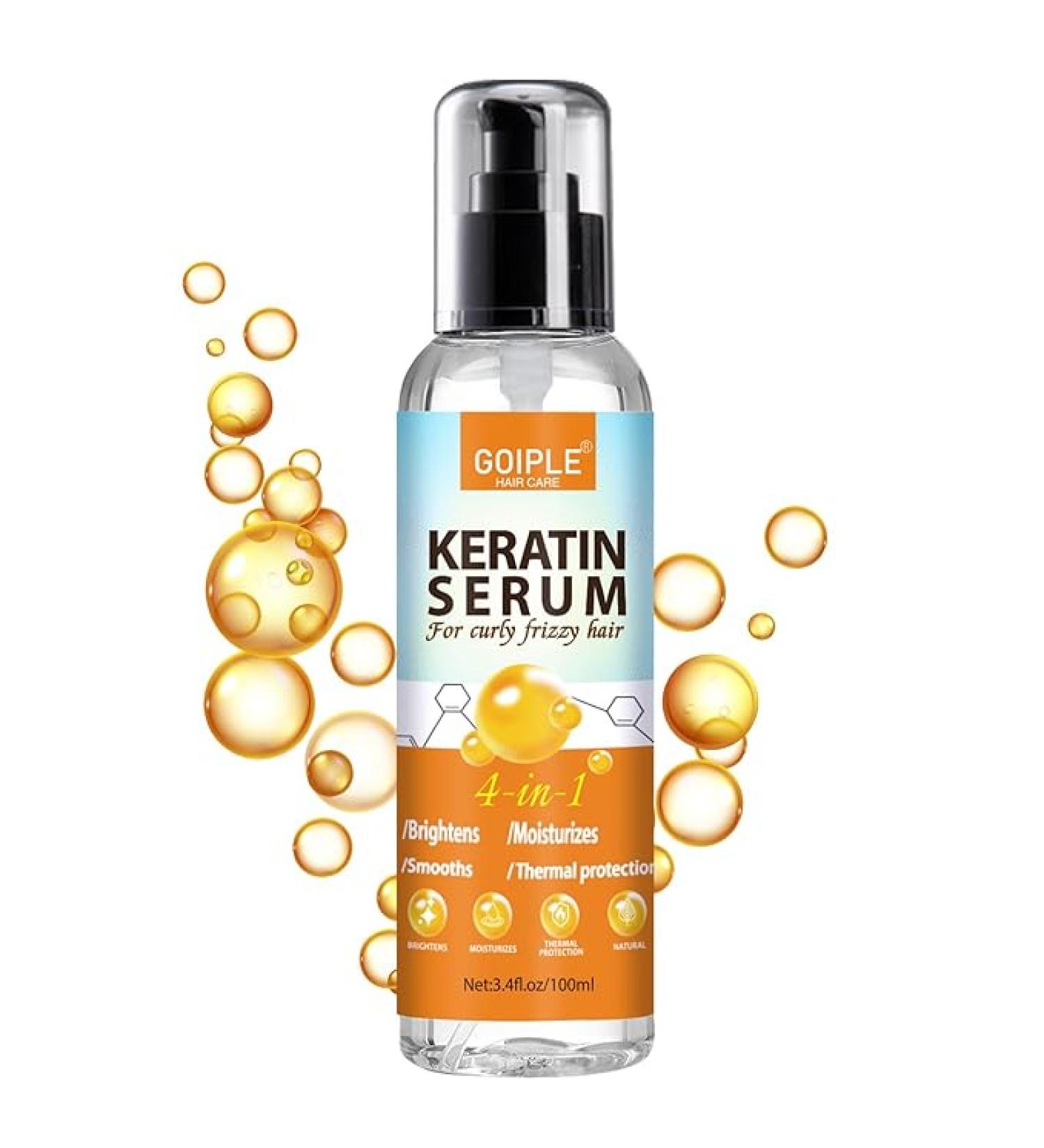 Keratin Protein Hair Serum for Curly Frizzy Hair - Anti Frizz Control Nourishes & Repair Hair with Castor Oil for Frizzy Dry Damaged Hair Curly Hair Productsheat Protectant for ShinePrevent Hair Burns - Buy Online on GoSupps.com