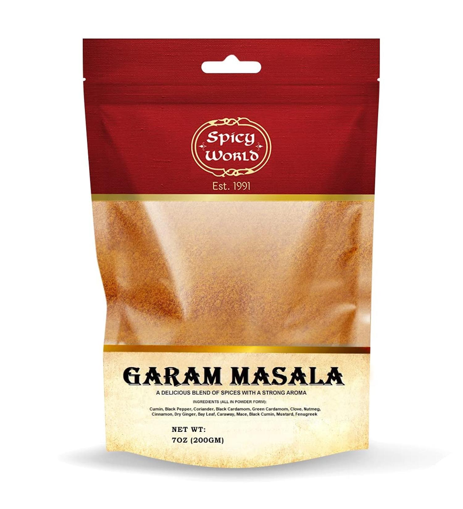 Spicy World Garam Masala Spice Powder 7oz - Salt Free, Vegan, Premium Indian Blend - Buy Online on GoSupps.com