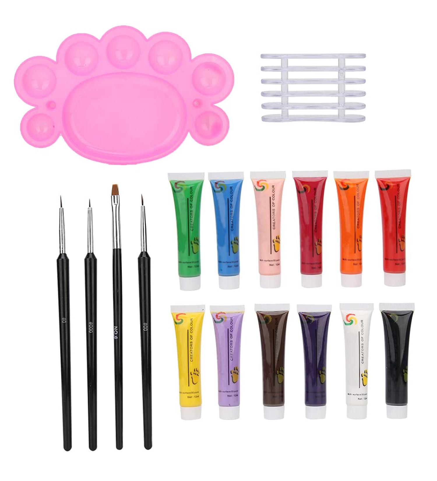 Nail Art Tools Kit - 4-Piece Set for DIY Manicure Design | Nail Brushes Palette & Polish | International Shipping - Buy Online on GoSupps.com