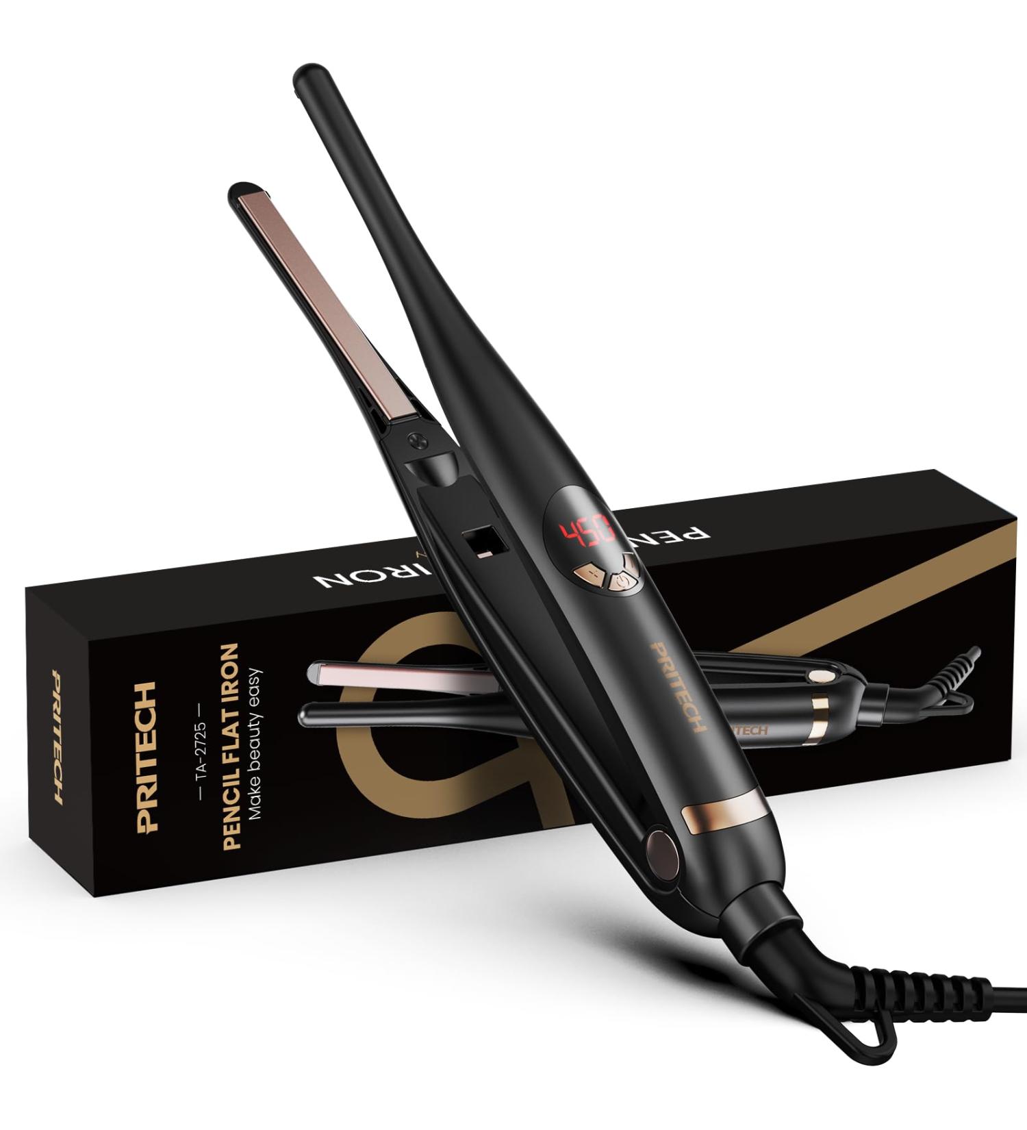 Small Flat Iron for Short Hair - 3/10 Pencil Hair Straightener with Adjustable Temp & Auto Shut Off - Perfect for Pixie Cuts & Bangs - Buy Online on GoSupps.com