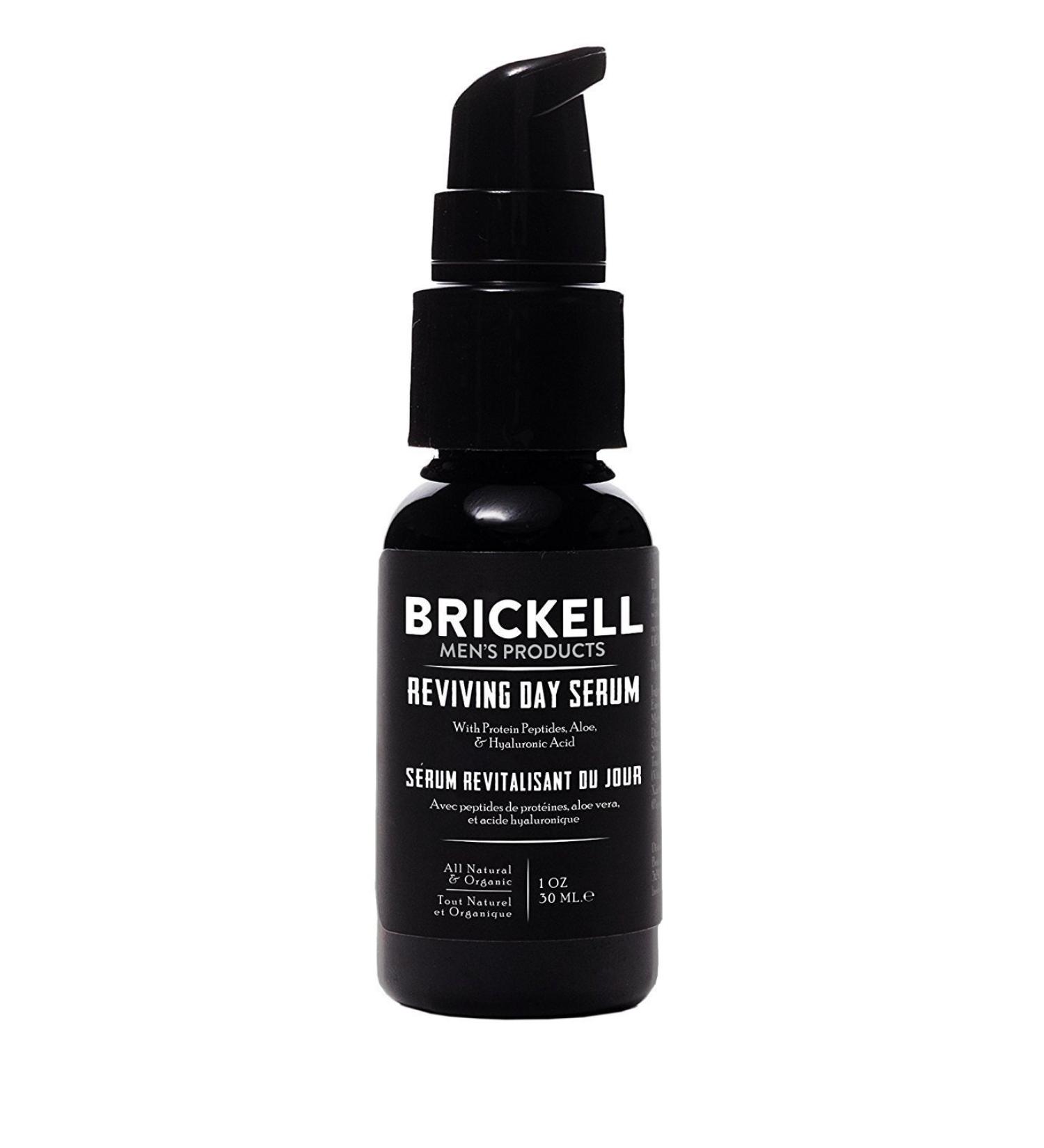 Brickell Men's Anti Aging Reviving Day Face Serum - Natural & Organic with Hyaluronic Acid & Protein Peptides - 1oz - Buy Online on GoSupps.com