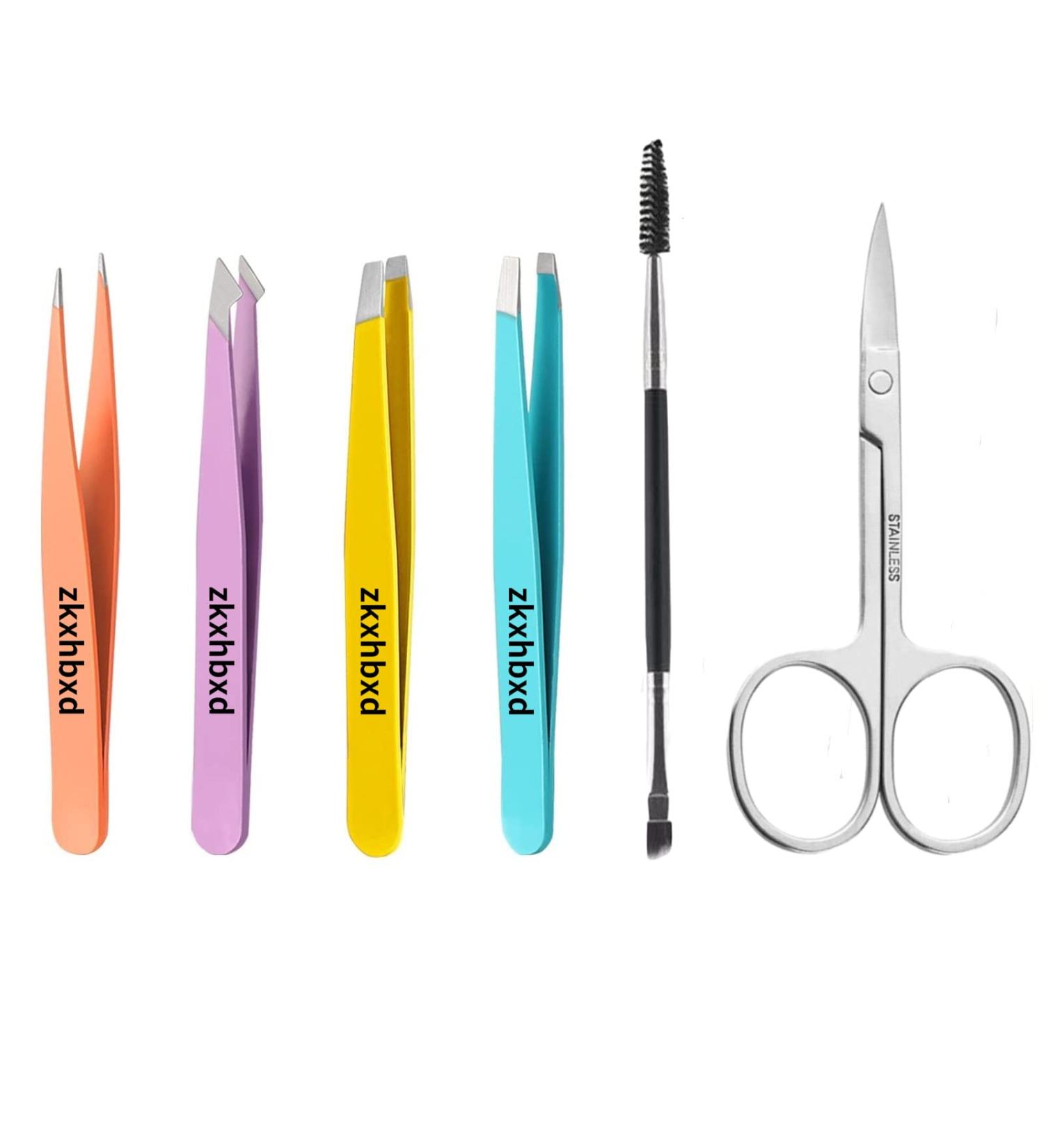 Stainless Steel Precision Tweezers Set with Leather Case - 6 Piece Ingrown Hair and Lash Extension Removal Kit for Women - Perfect Gift Idea - Buy Online on GoSupps.com