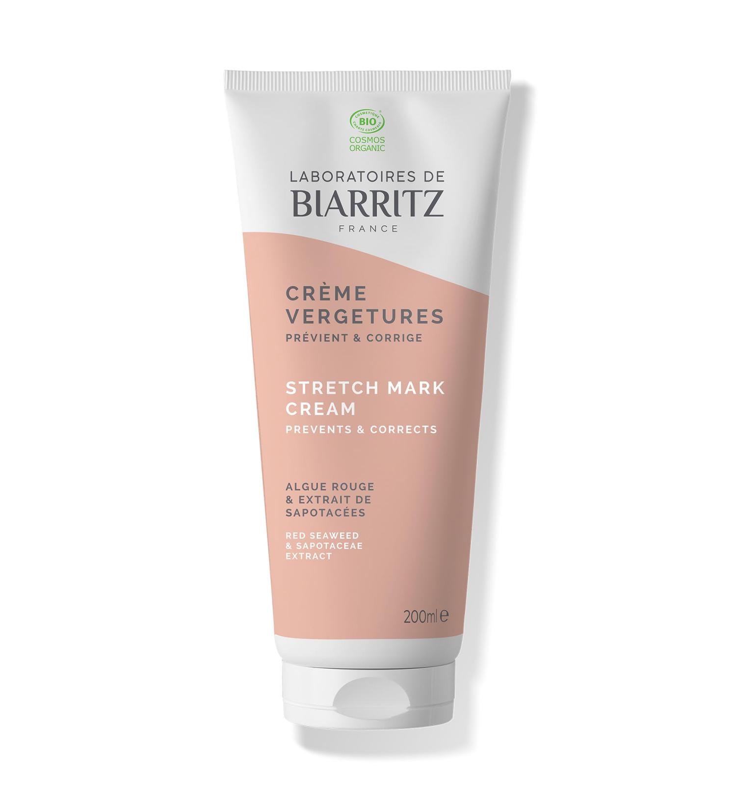 Laboratoires de Biarritz - Stretch Marks Cream with Red Seaweed & Sapotaceae Extract - Certified Organic - Pregnancy Puberty and Weight Variations - 200 ml - Made in France - Buy Online on GoSupps.com