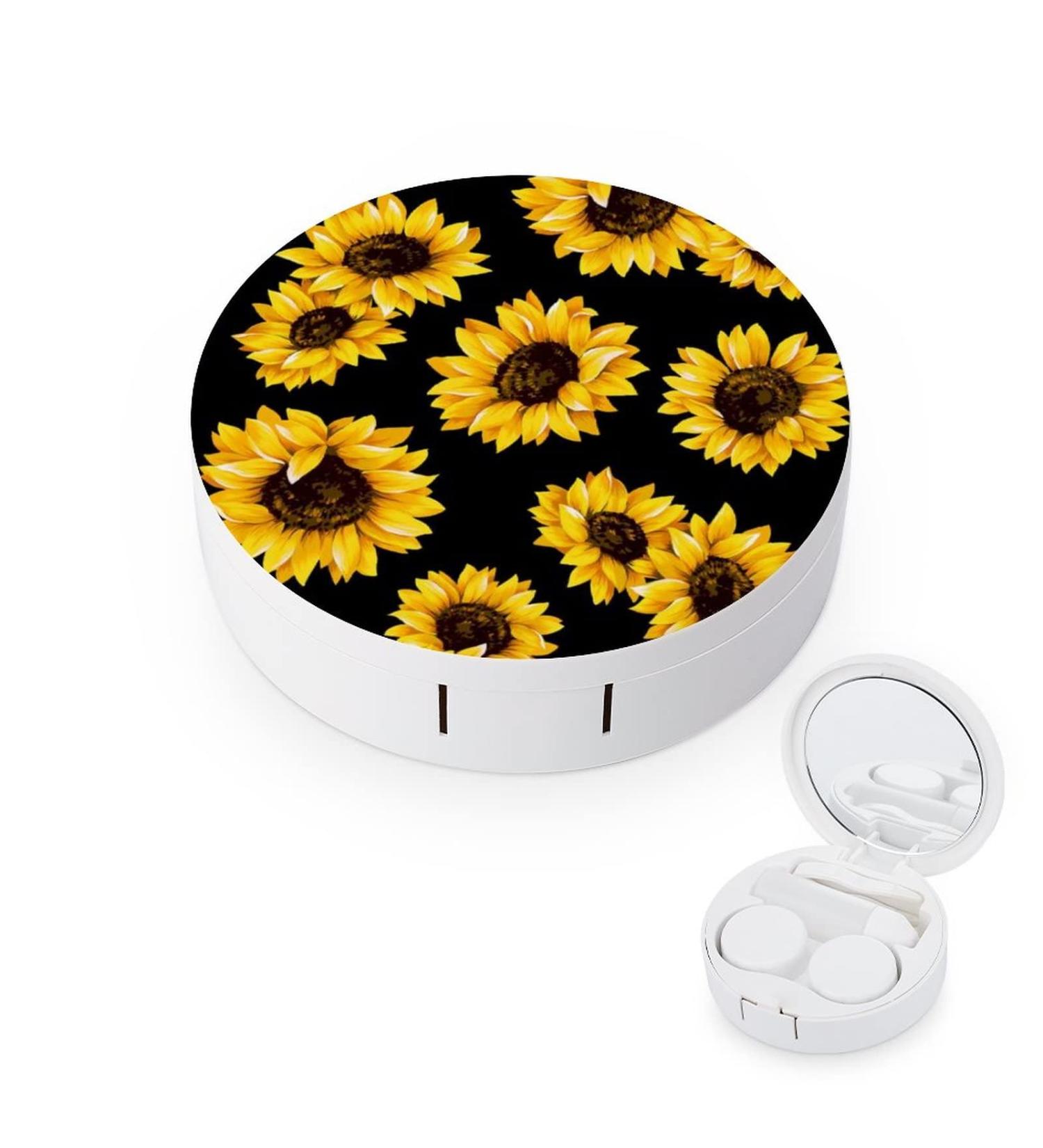 Shop Bagea-Ka Oil Painting Sunflower Contact Lens Case | Eye Care Kit with Mirror Tweezers & Solution | Travel & Home Essential - Buy Online on GoSupps.com