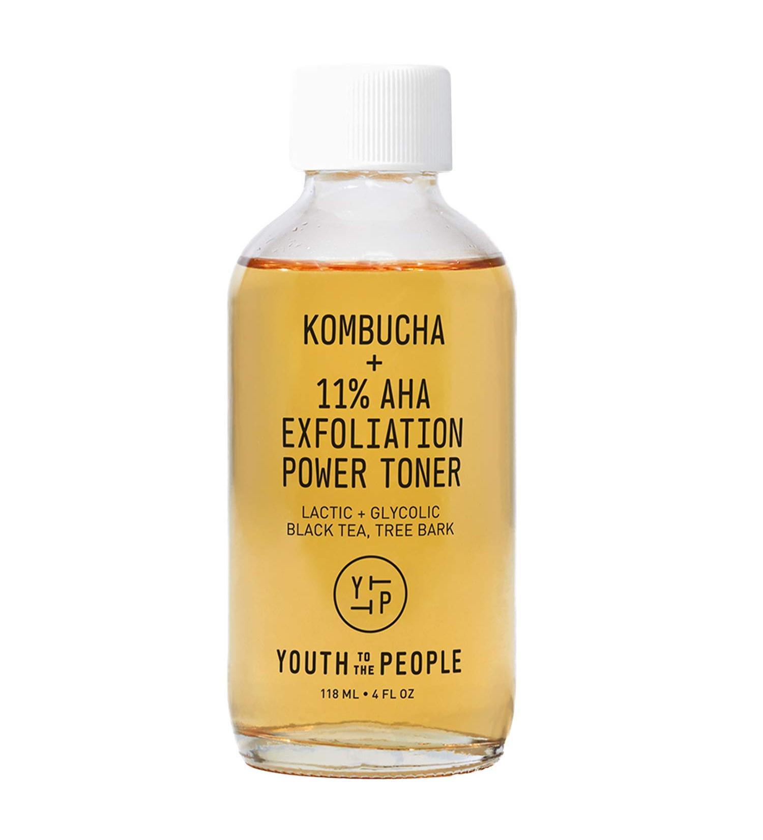 YOUTH TO THE PEOPLE Kombucha + 11% AHA Exfoliation Power Toner - Vegan Glycolic & Lactic Acid - Minimize Pores, Smooth Texture - 4oz - Clean Beauty - Buy Online on GoSupps.com