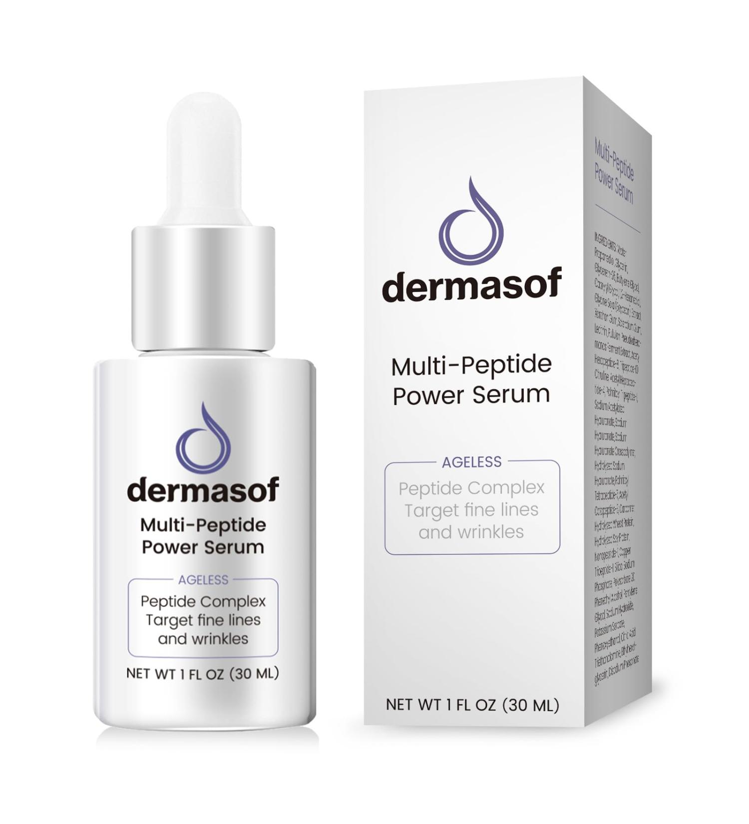 Dermasof Multi Peptide Power Serum for Face with Copper Peptides Anti Aging Firming and Lifting Reduce Fine Lines and Wrinkles Boost Collagen Hydration Barrier Repair For All Skin Types 30mL - Buy Online on GoSupps.com