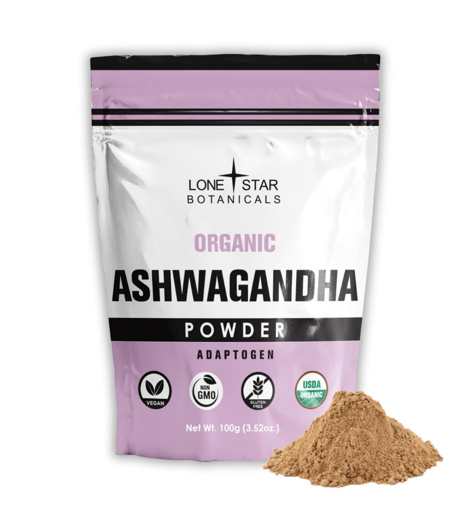 Lone Star Botanicals Pure Ashwagandha Extract Powder USDA Certified Organic Superfood Ashwagandha Root Powder for Drinks (100Grams - 3.5 oz) - Buy Online on GoSupps.com