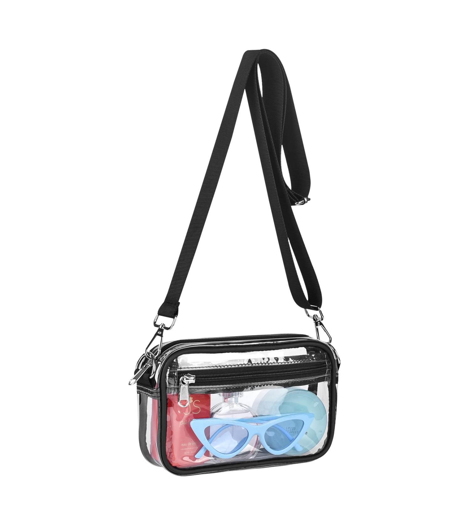 Clear Crossbody Messenger Bag - Stadium Approved for Work, Travel, Concerts & Sports | Black - Buy Online on GoSupps.com
