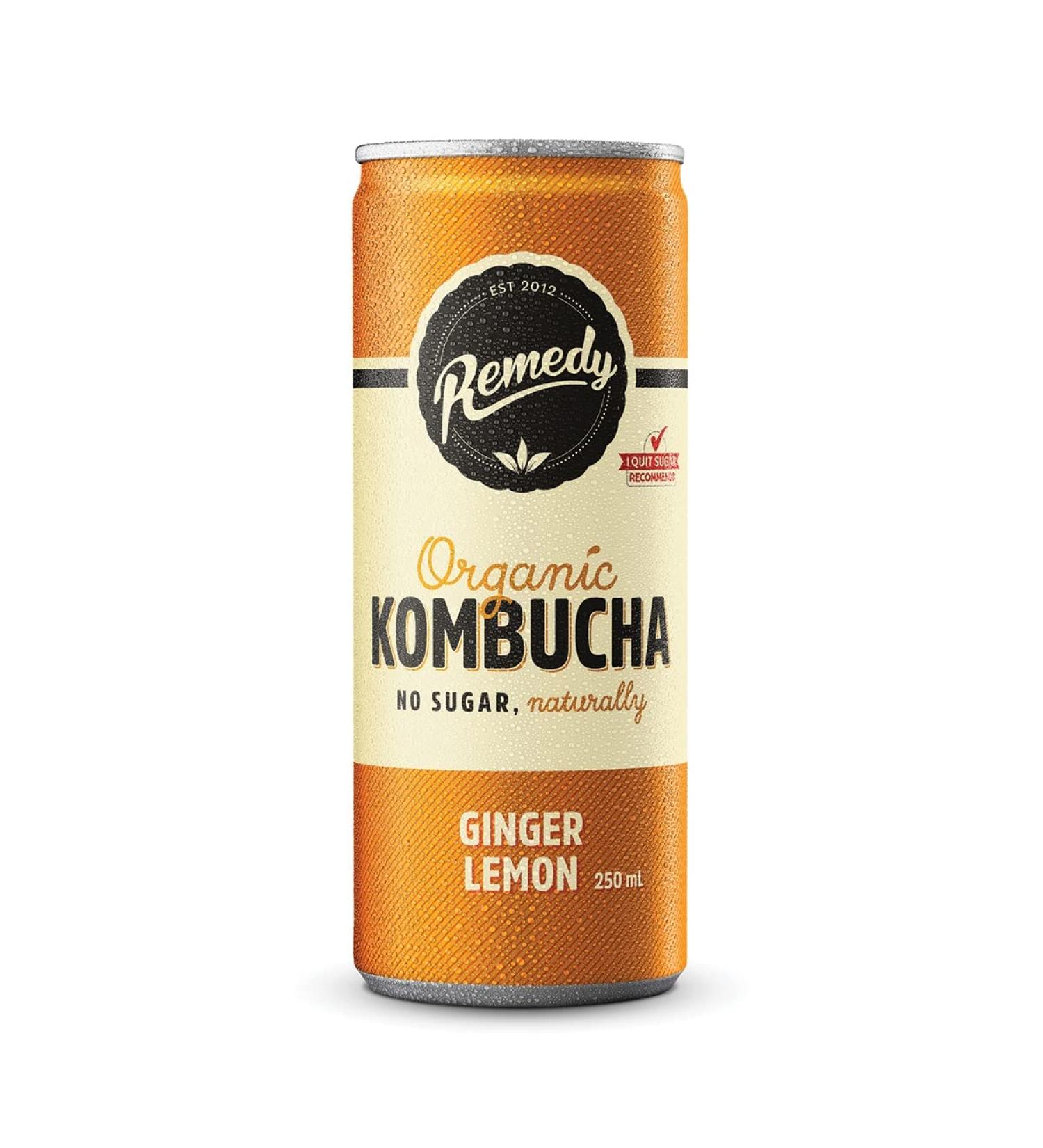 Remedy Kombucha No Sugar Ginger Lemon 250ml