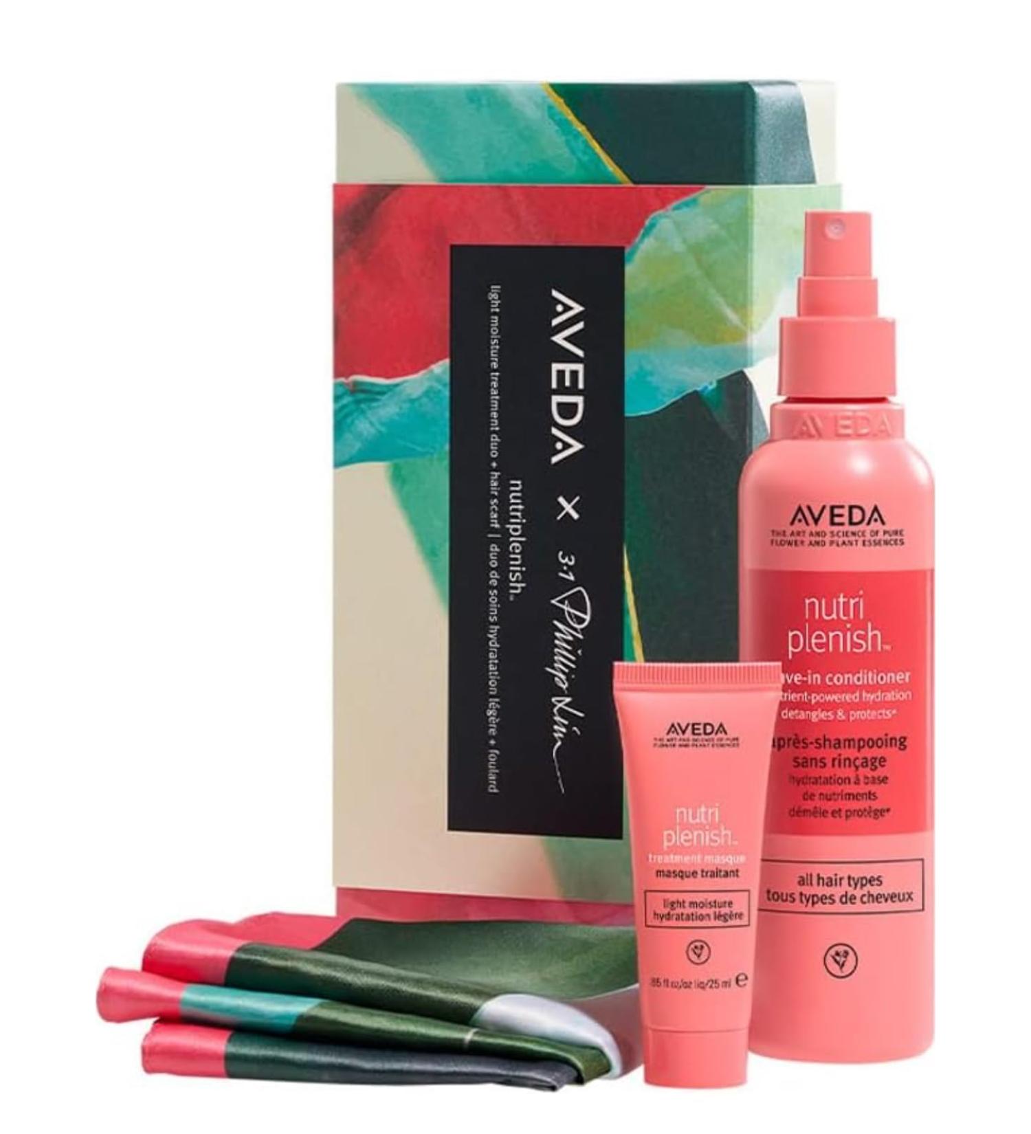 Shop Aveda Nutriplenish Light Moisture Treatment Duo & Hair Scarf - Hydrating Hair Care for All Hair Types | International Shipping Available - Buy Online on GoSupps.com