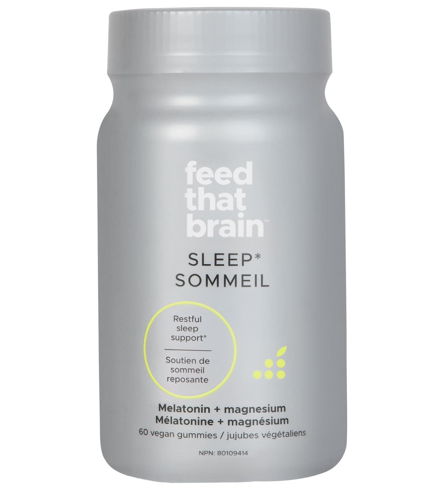 Feed That Brain Sleep Gummy with Melatonin Magnesium and L-Threonine (Citrus Flavour) 60pc Gluten-Free Vegan Gummy - Buy Online on GoSupps.com