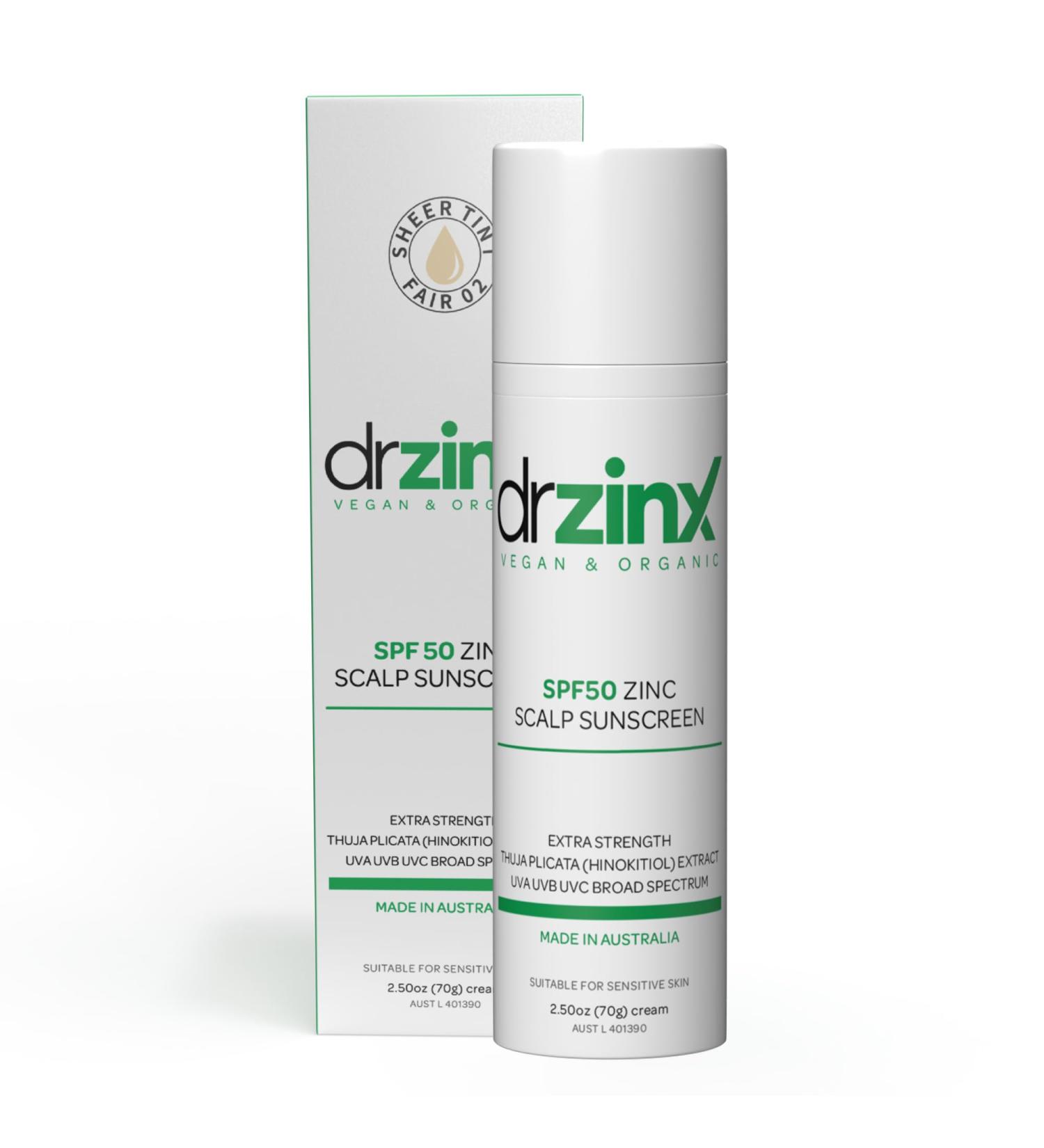 Dr ZinX Organic Zinc Scalp Mineral Sunscreen SPF50 with Hinokitiol - Best Sun Protection for All Skin Types - Buy Online on GoSupps.com