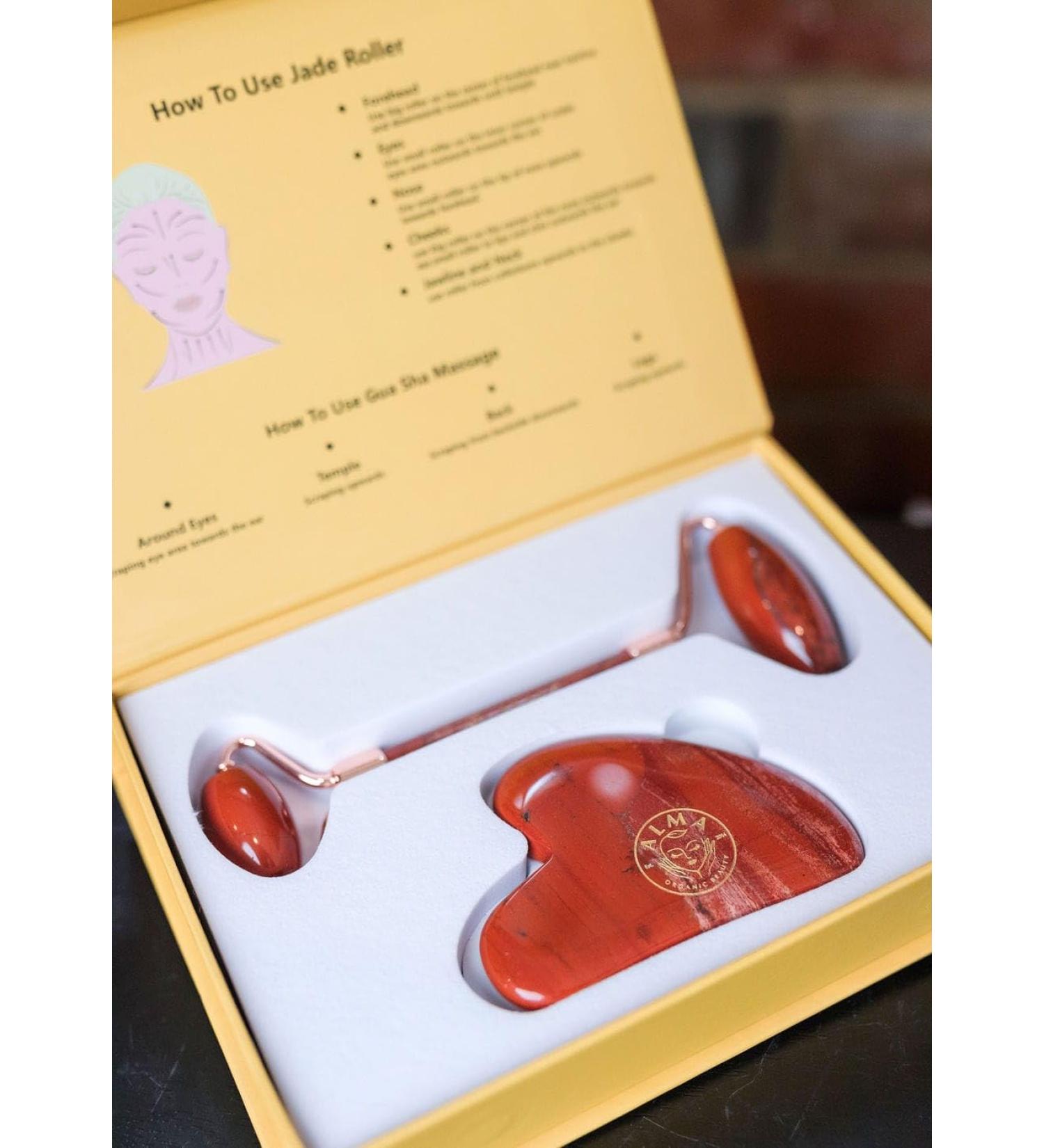 RED JASPER ROLLER and GUA SHA SET