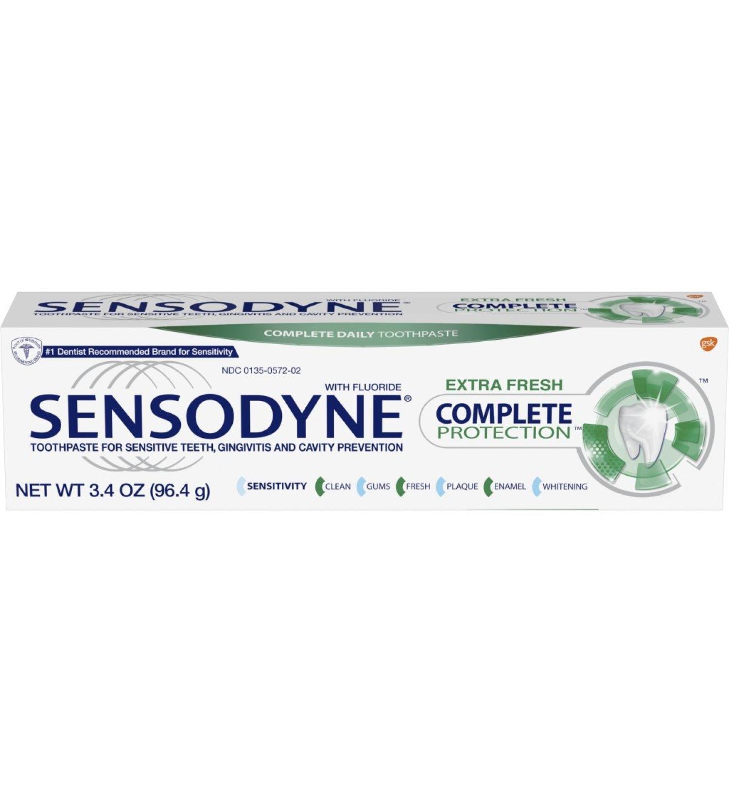 Sensodyne Complete Protection Sensitive Toothpaste Best Treatment for Gingivitis & Sensitive Teeth Extra Fresh - 3.4 oz | International Shipping Available - Buy Online on GoSupps.com